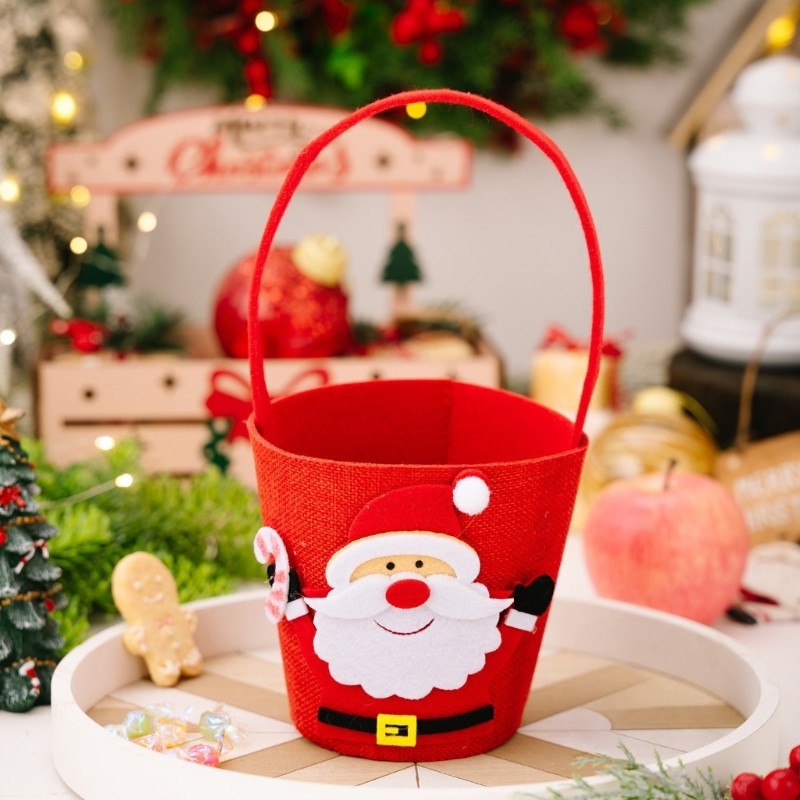 Creative Cartoon Christmas Candy Bag Reusable Fabric Decoration For Holiday