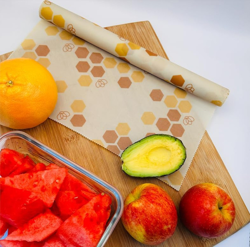 Reusable Beeswax Food Wrap Roll 13” by 55”, – Non Toxic, Plastic Free, Silicone