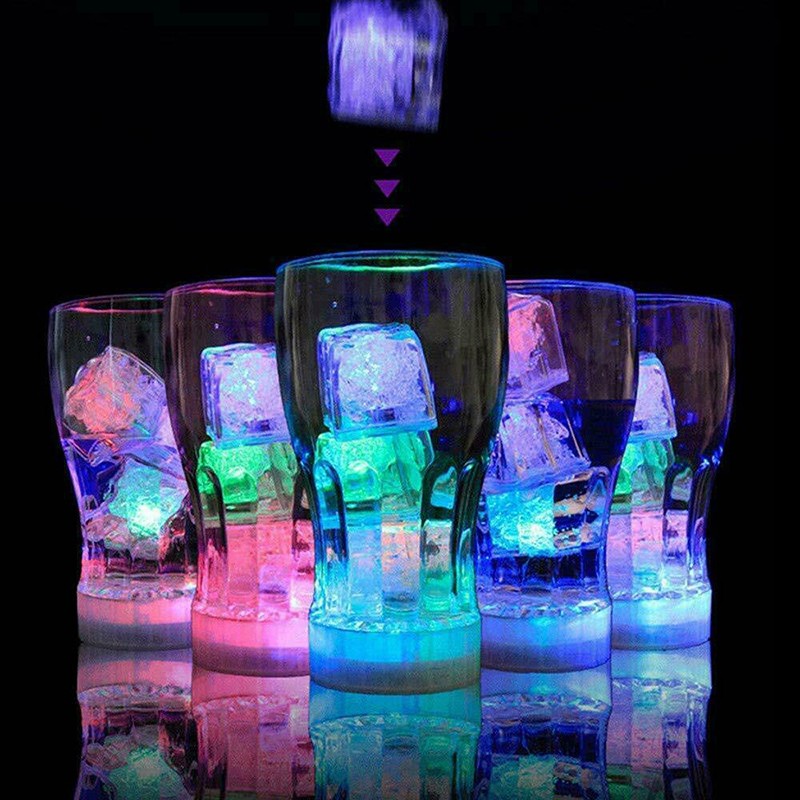 Light Up Ice Cubes 12Pcs Multi Color Led Ice Cubes for Drinks Cocktails Reusable