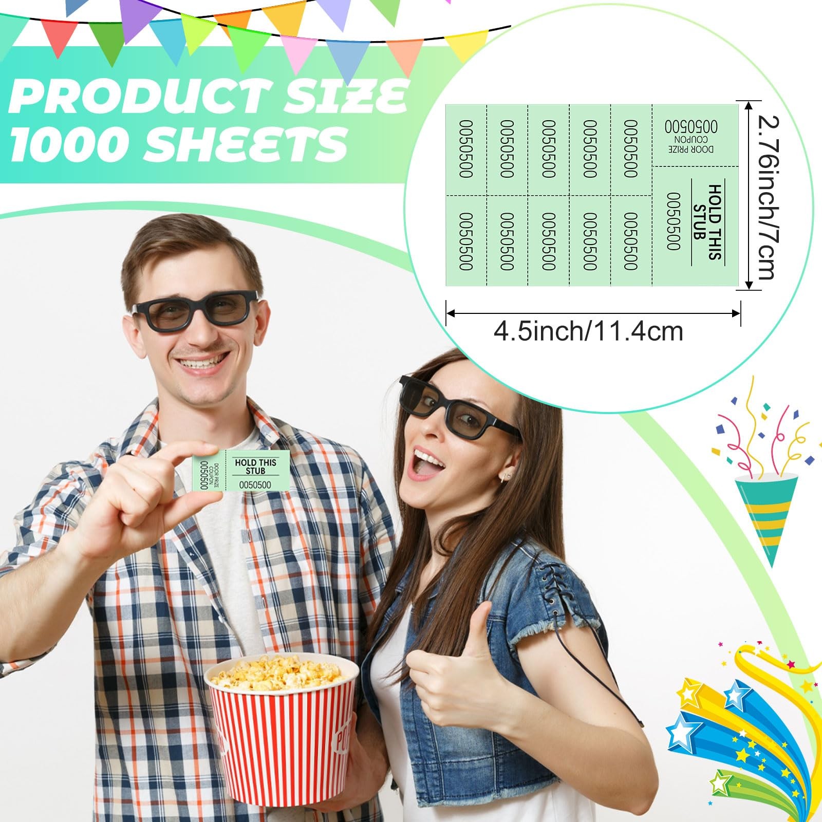1000 Sheets Raffle Tickets with 10 Bid Numbers Per Sheet Colored Raffle Ticke…