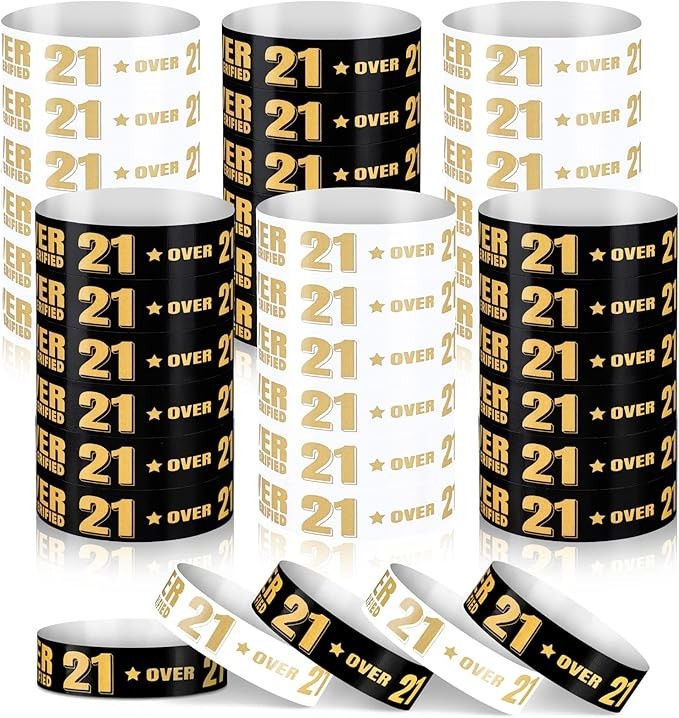 600 Pcs over 21 Wristbands for Events Colored Waterproof Wrist Bands Paper Wrist