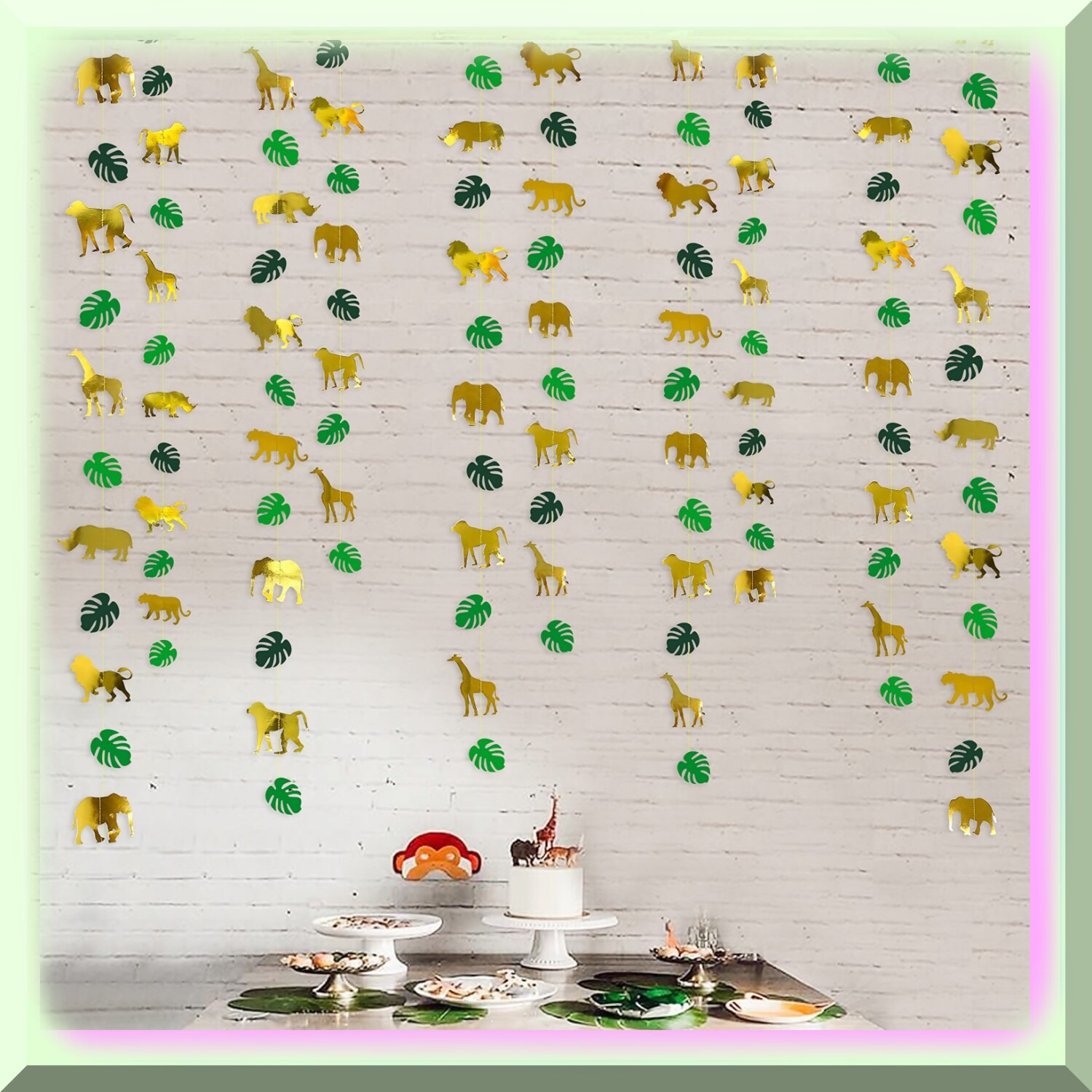 Jungle Safari Gold Animal Palm Leaf Garland