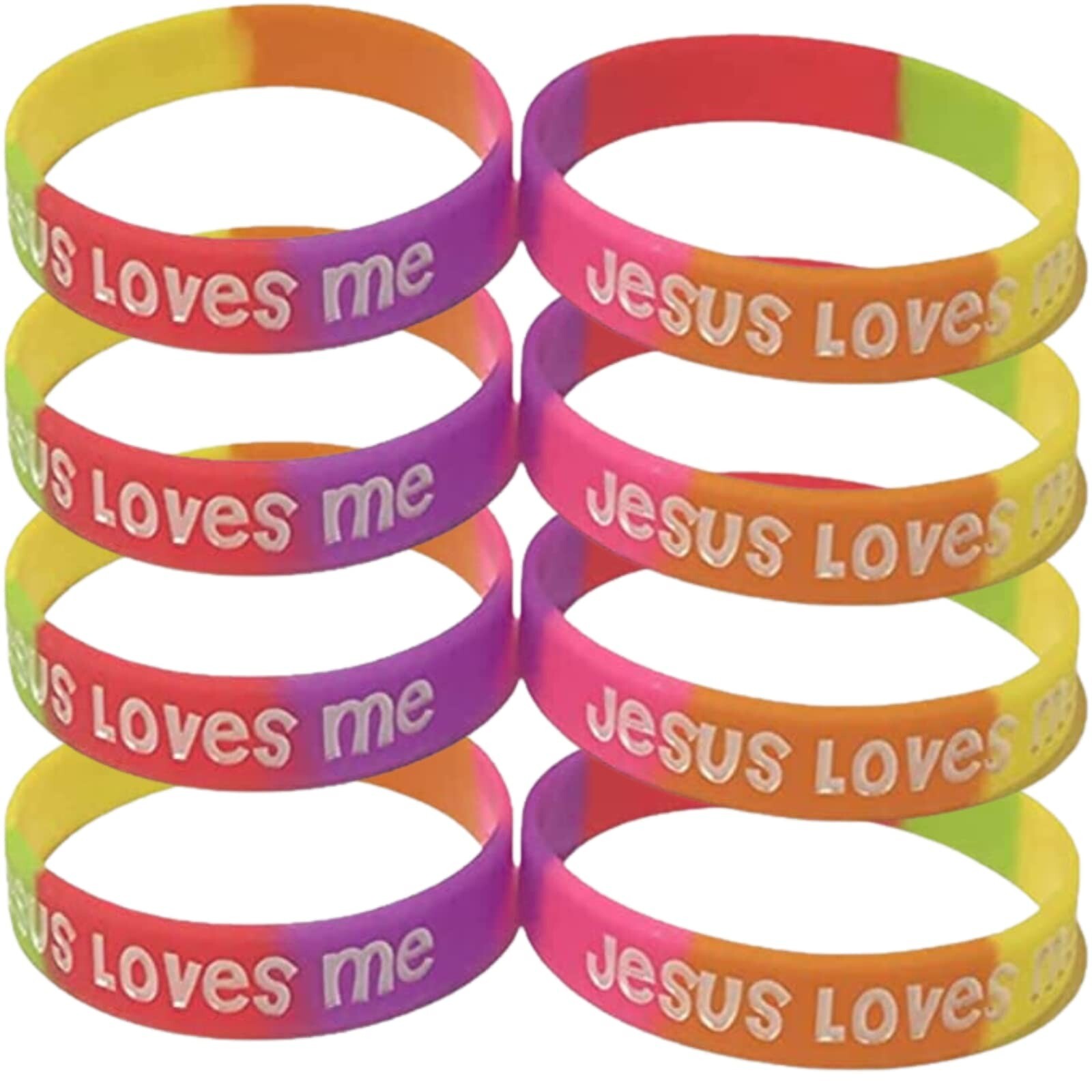 100 Bulk Count Jesus Loves Me John 3:16 Silicone Wristband Bracelets – Church…