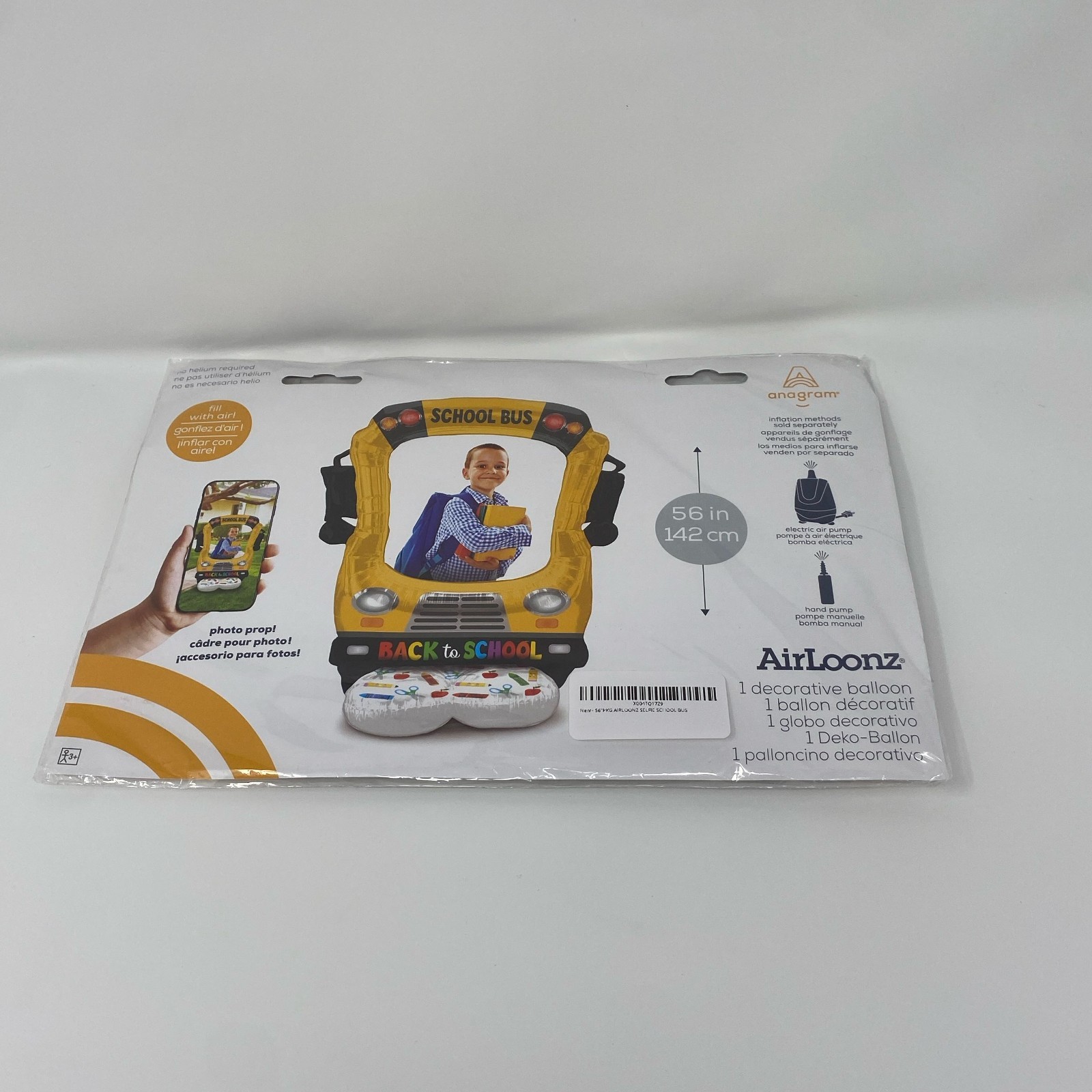 Anagram AirLoonz 56″ Selfie School Bus Foil Balloon Photo Prop – Yellow