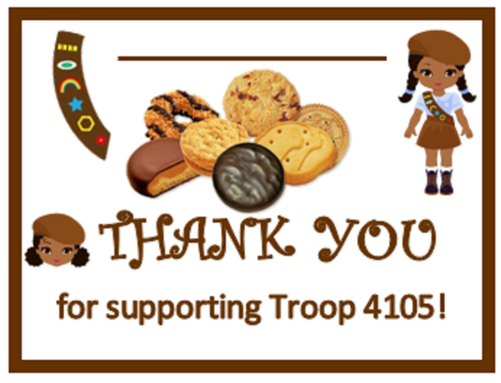 Girl Scout Thank You flat cards | One set of 12. Free shipping