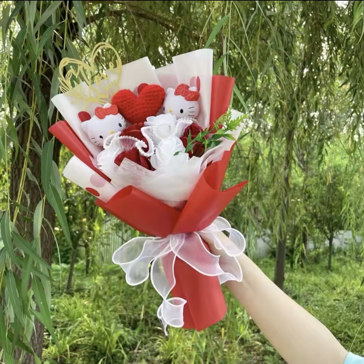 Kawaii Hello Kitty Sanrio Artificial Flower Bouquet Christmas Gift Valentine’s