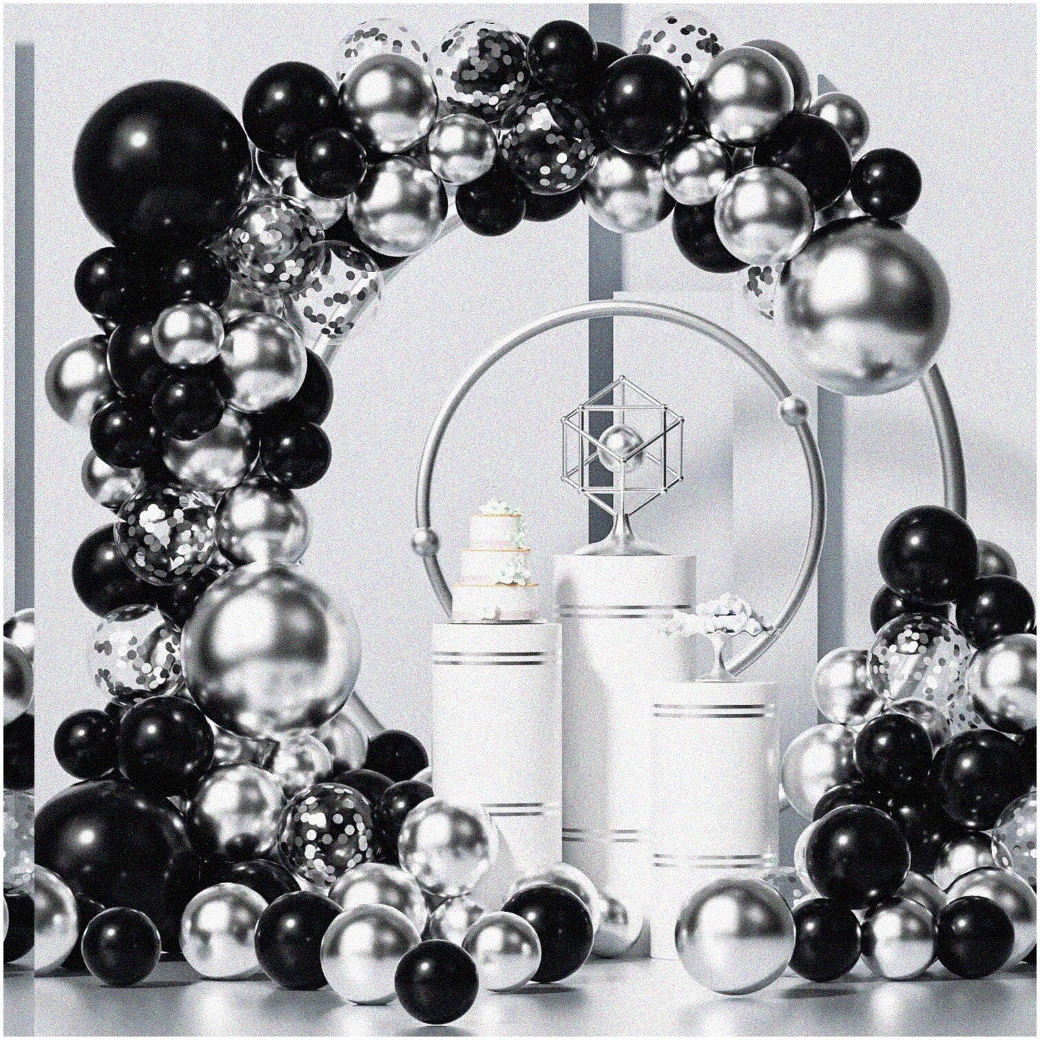 Black and Silver Balloon Set 138 Pieces