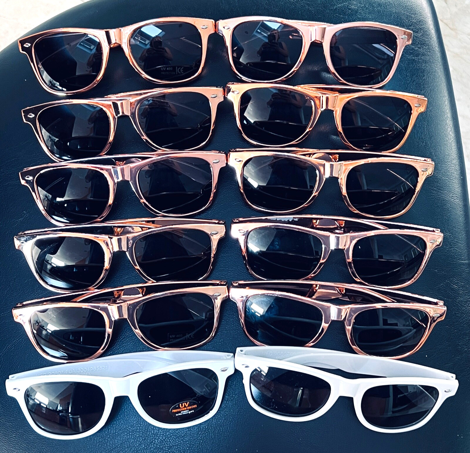 BRIDAL PARTY SUNGLASSES *plus* BRIDE TRIBE CAN SLEEVES set of 12 PINK GOLD WHITE