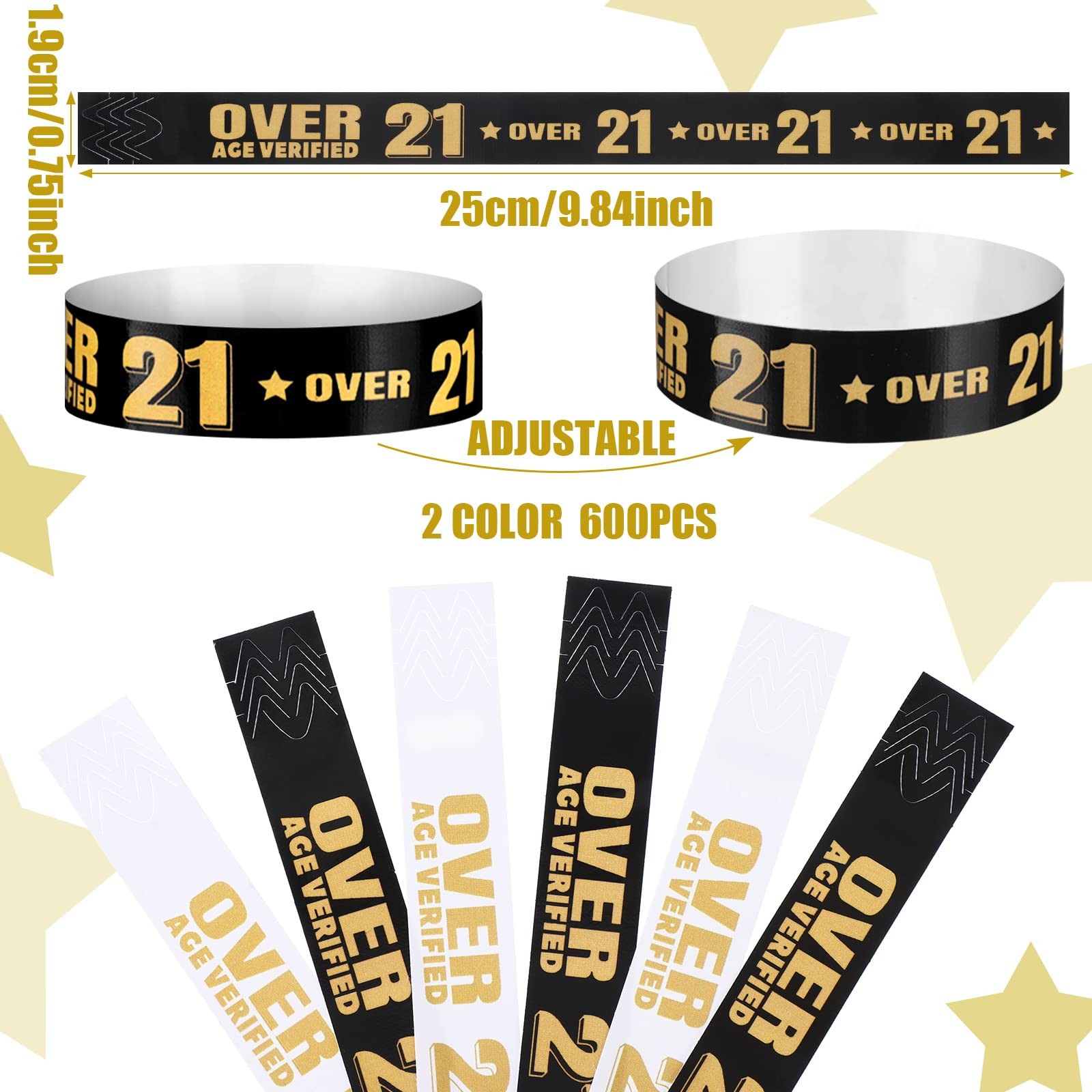 600 Pcs over 21 Wristbands for Events Colored Waterproof Wrist Bands Paper Wrist