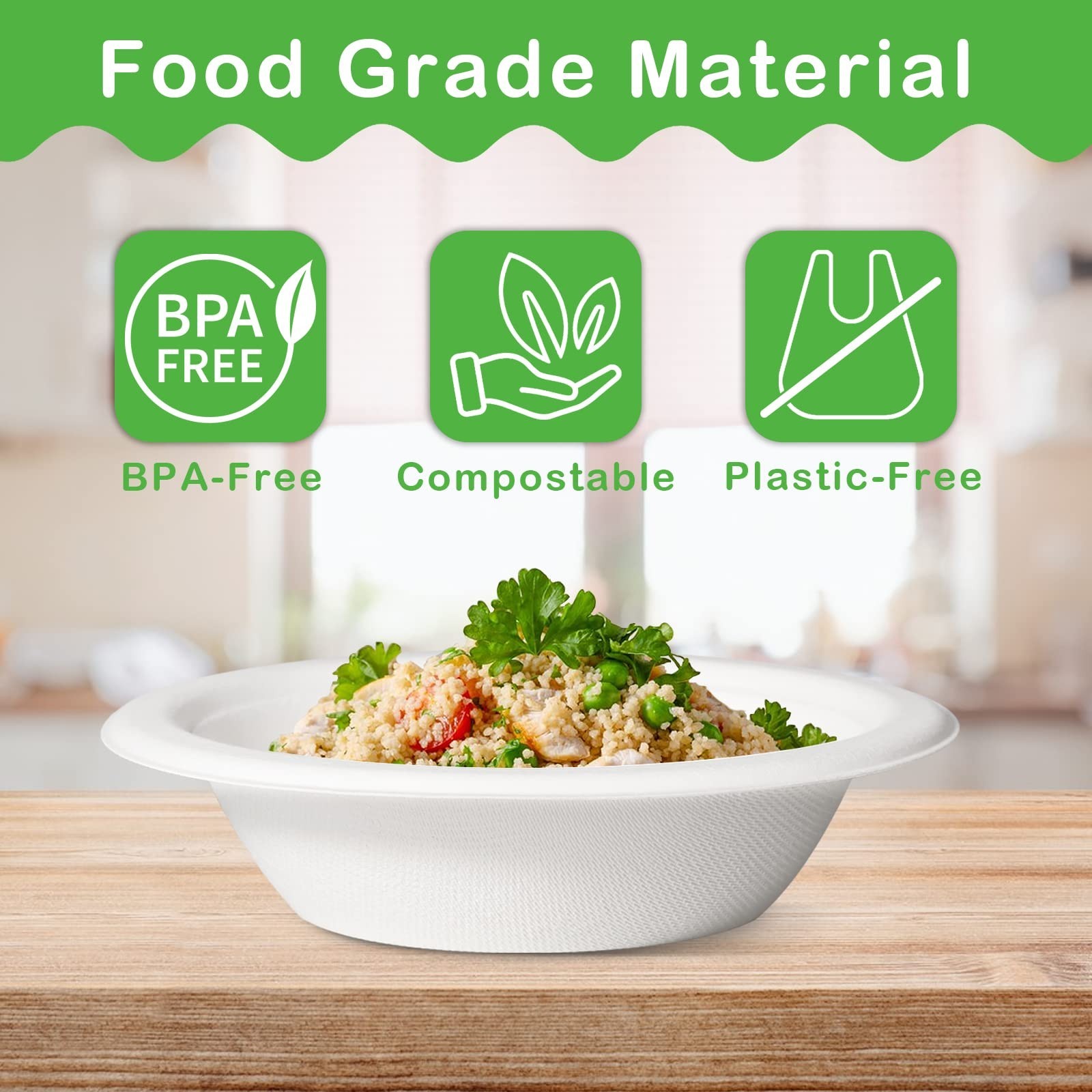 greensight 12oz Paper Bowls Heavy-Duty, 100 Pack Disposable Bowls for Hot Sou…