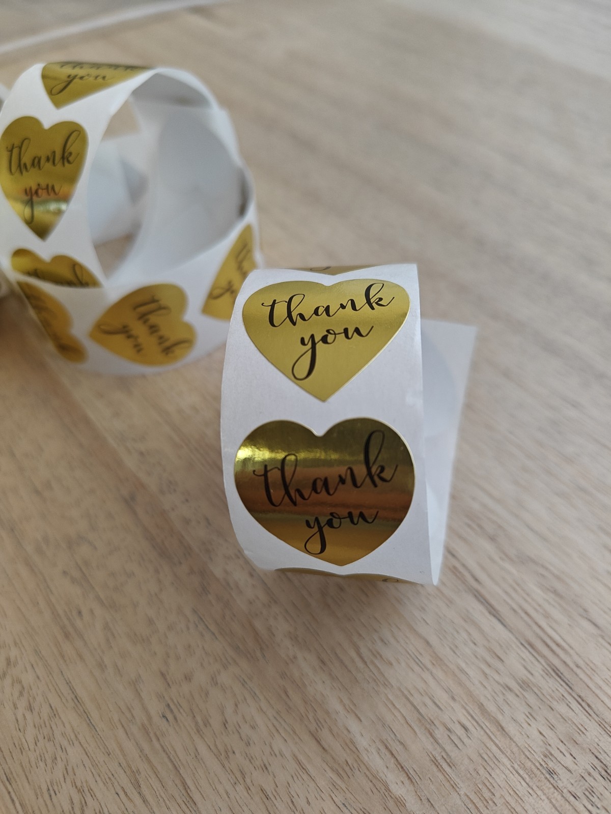 100 Pcs heart shape gold thank you labels wedding Party Favor Small Business