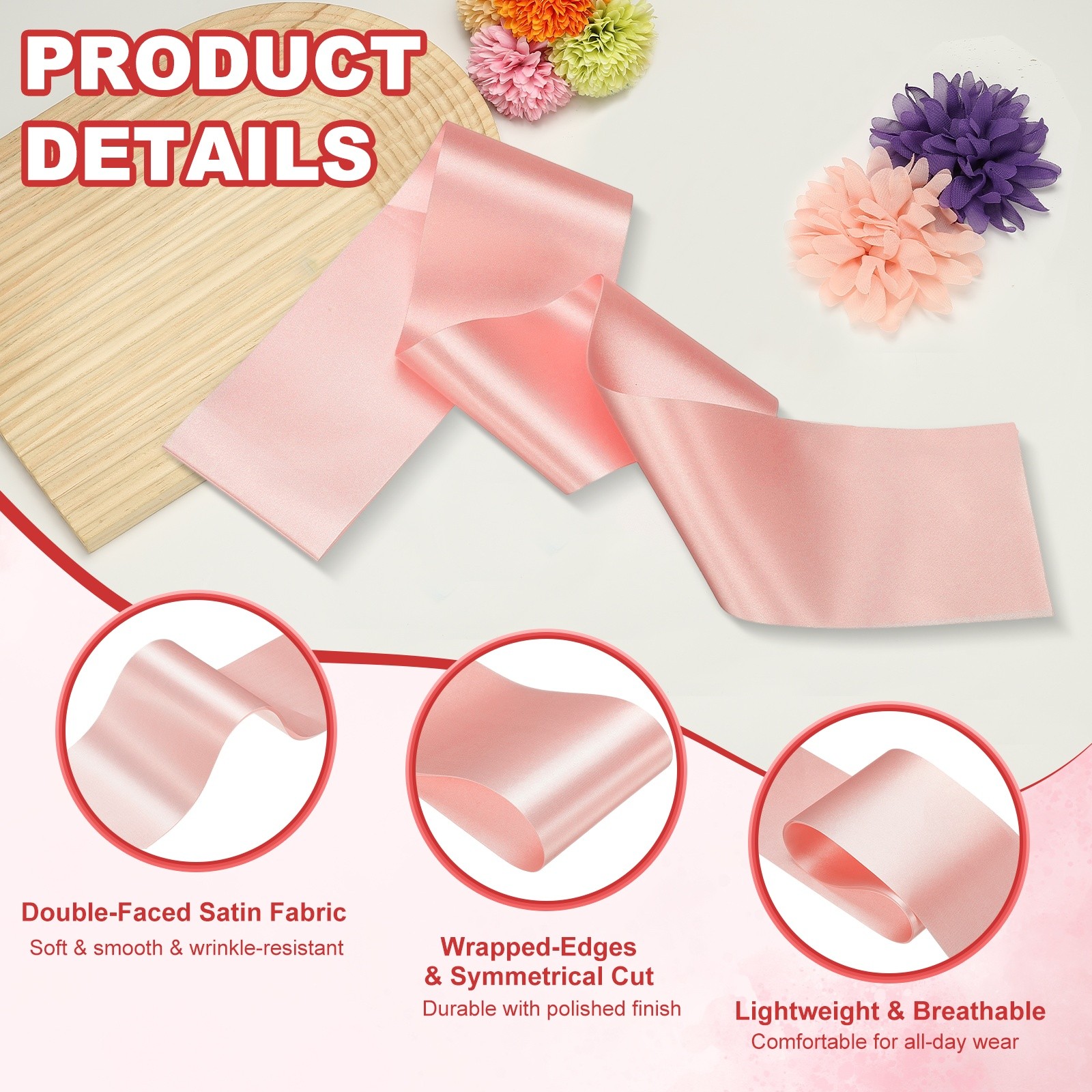 Satin Sash, Blank Sash Pageant Ribbon for Party Wedding 12 Pack & Rose Gold