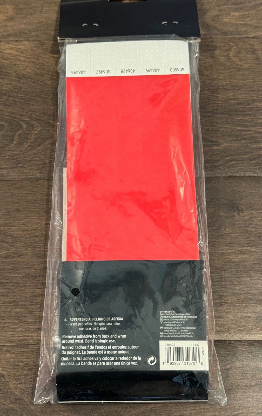 Amscan Tyvek WRISTBANDS 500 Count Numbered Events Parties SOLID RED
