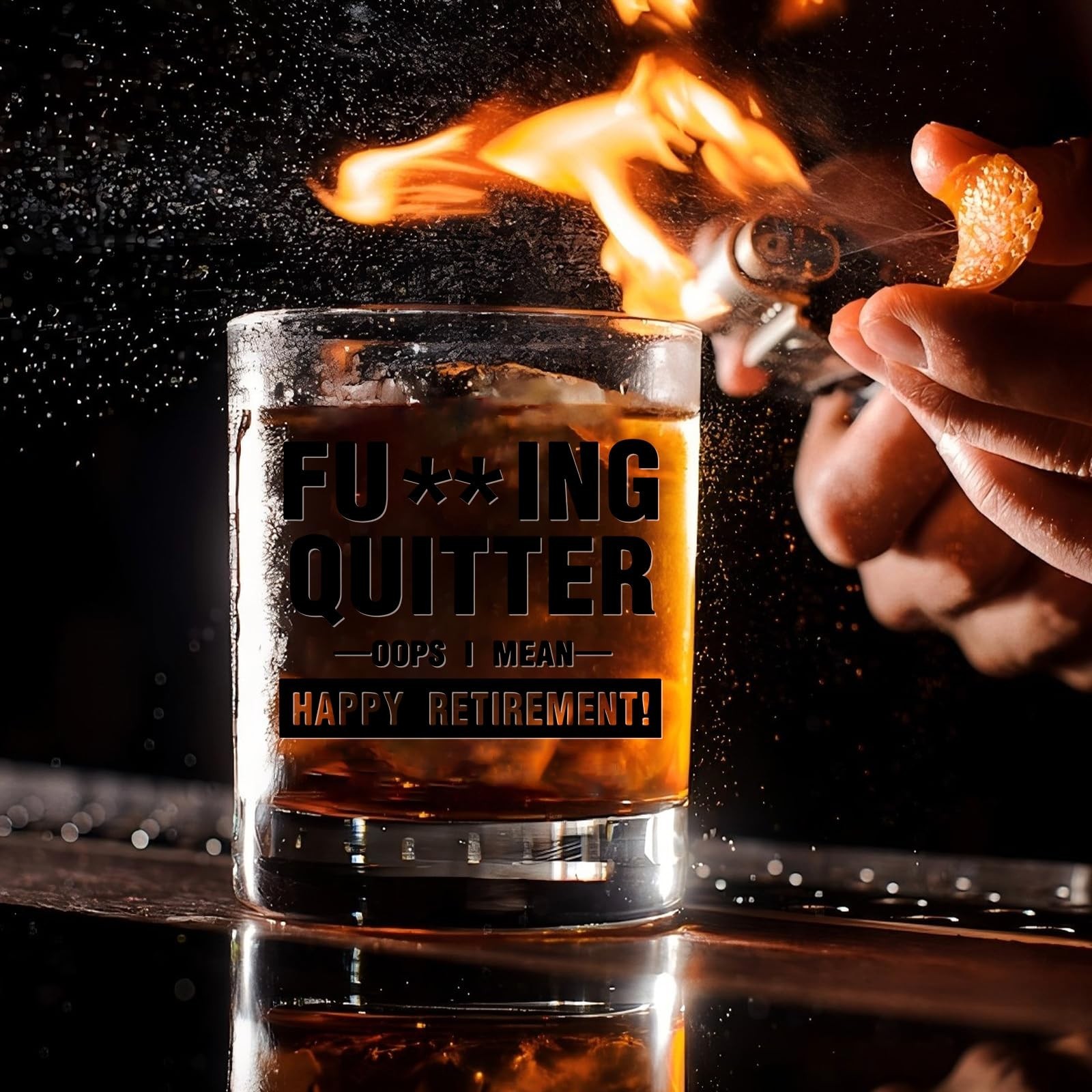 comfit 2026 Retirement Gift for Men Whiskey Glass–13.8oz F cking Quitter O
