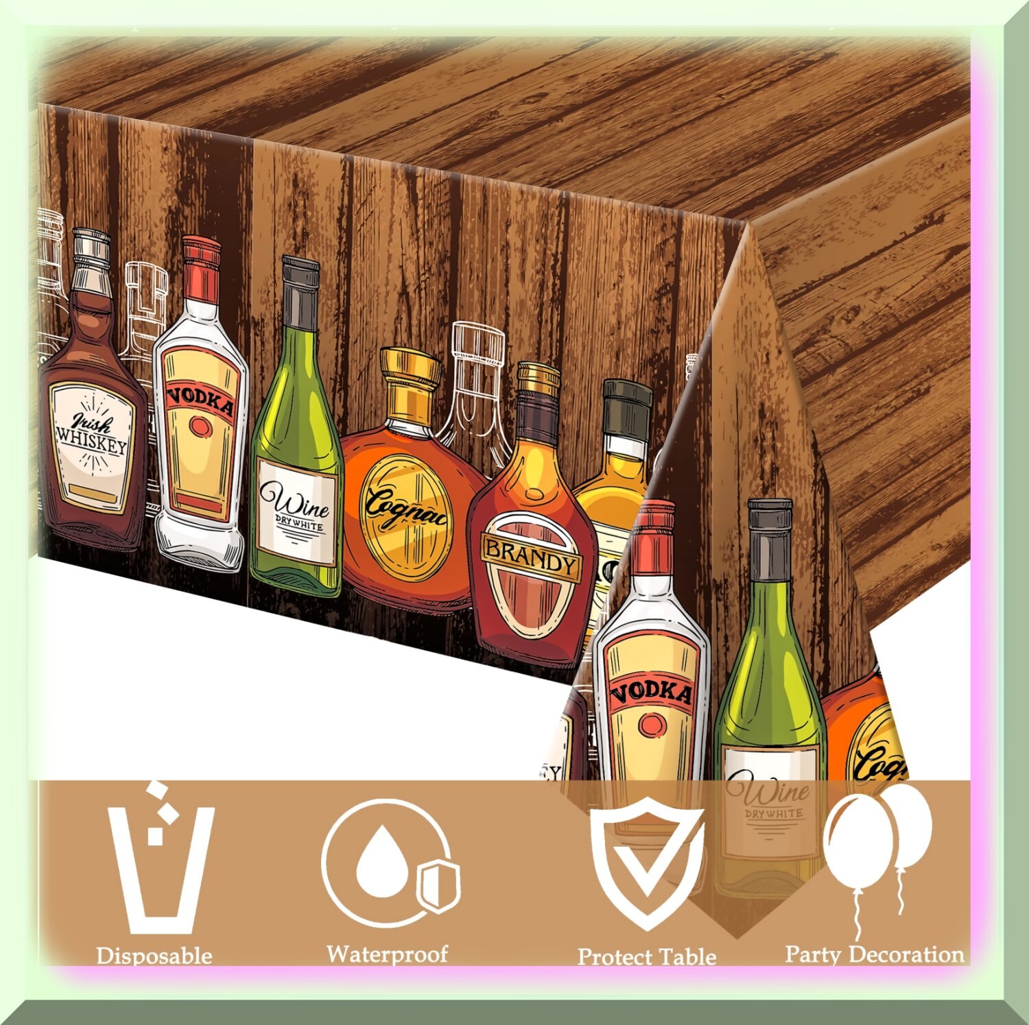 Whiskey Theme Party Table Covers Set 86.6×51.2 inches