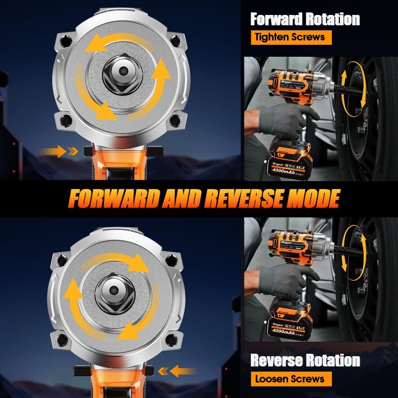 Cordless Impact Wrench, 900Ft-lbs (1200N.m) High Torque Brushless Impact Gun