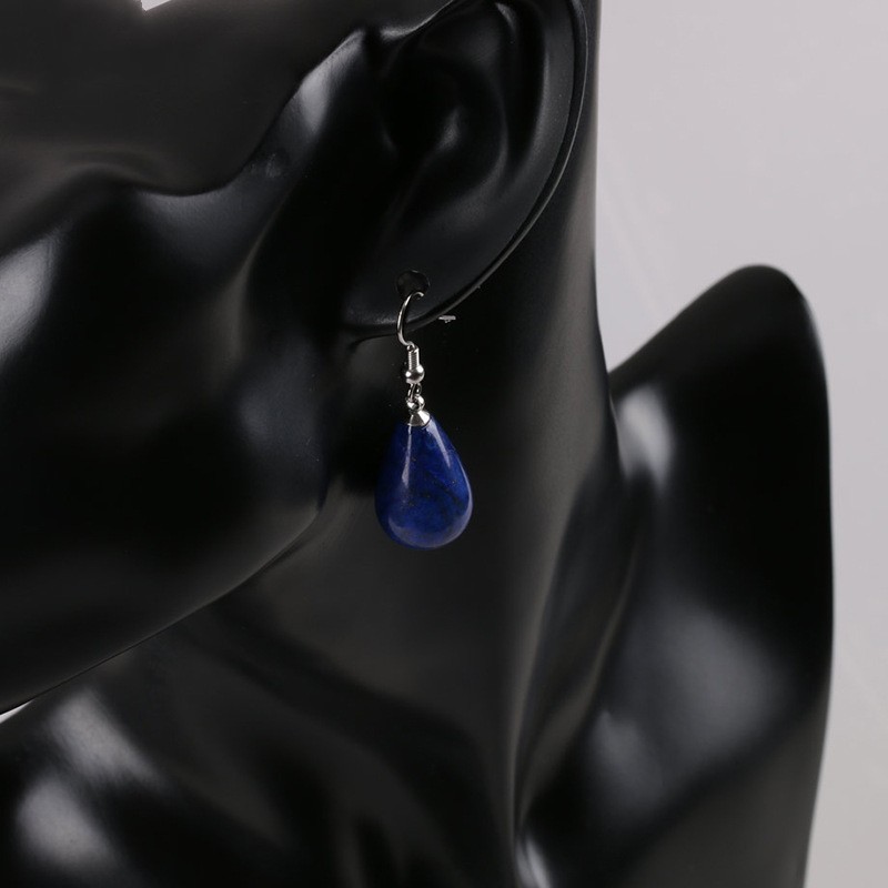 Teardrop Gemstone Dangle Earrings – Healing Crystal Water Drop Hook for Women