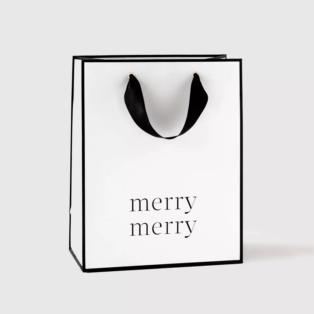 Black and White Merry Merry Gift Bag – Sugar Paper