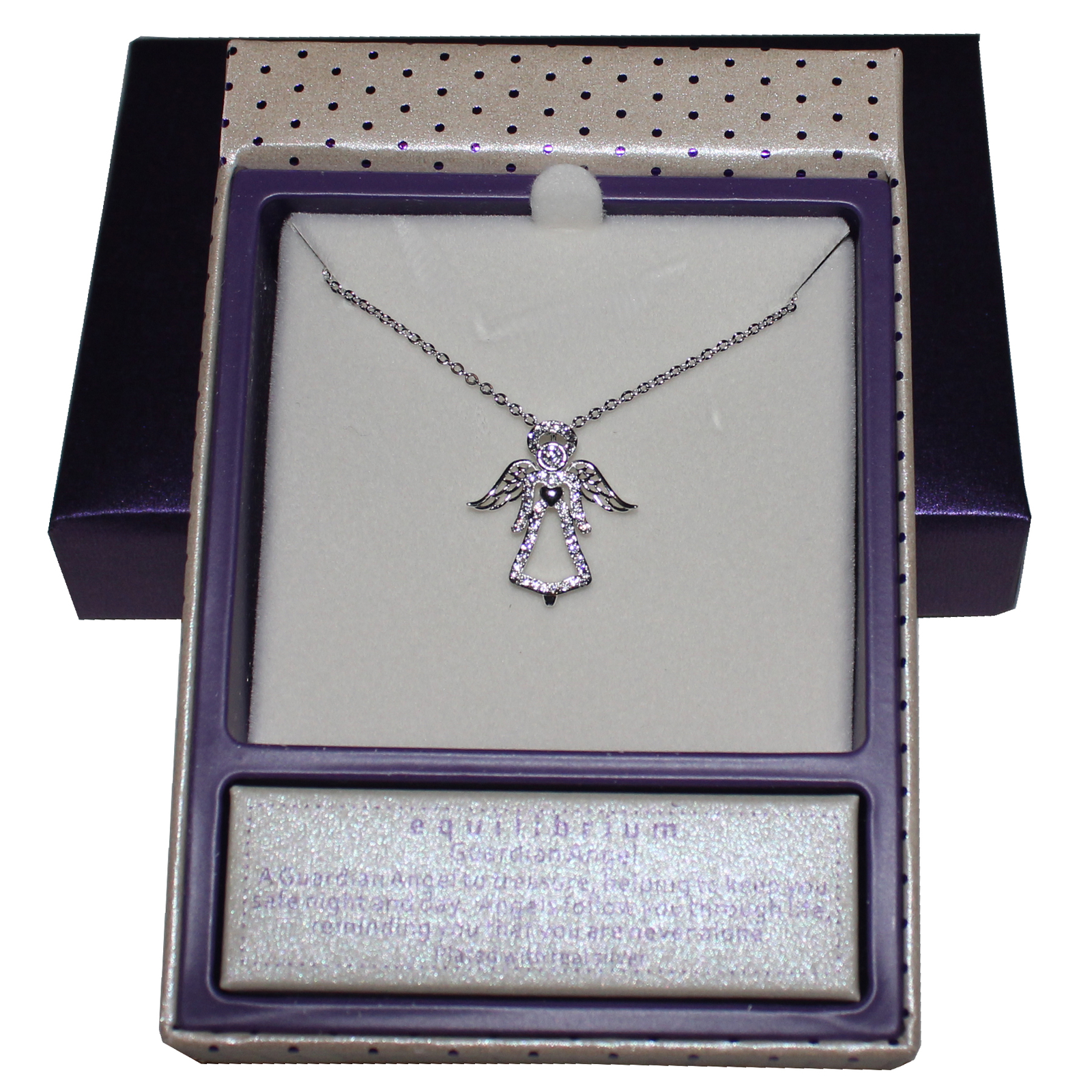 Equilibrium Silver Plated Necklace with Guardian Angel Pendent