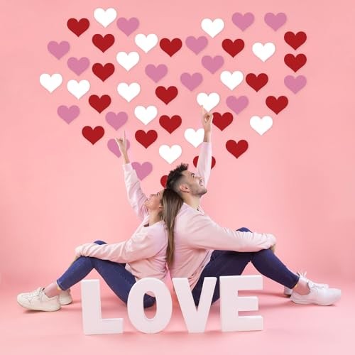 54 Pcs Paper Heart Cutouts, Double Printed Valentine’s Day Cutouts 3.9 Small