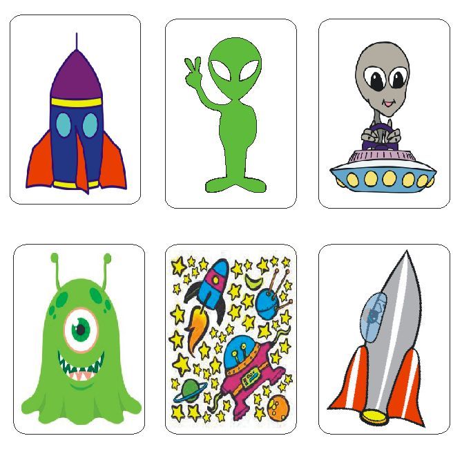 Alien Spaceship Label Sticker Decal CRAFTS Teachers SCHOOLS Made In The USA #D51