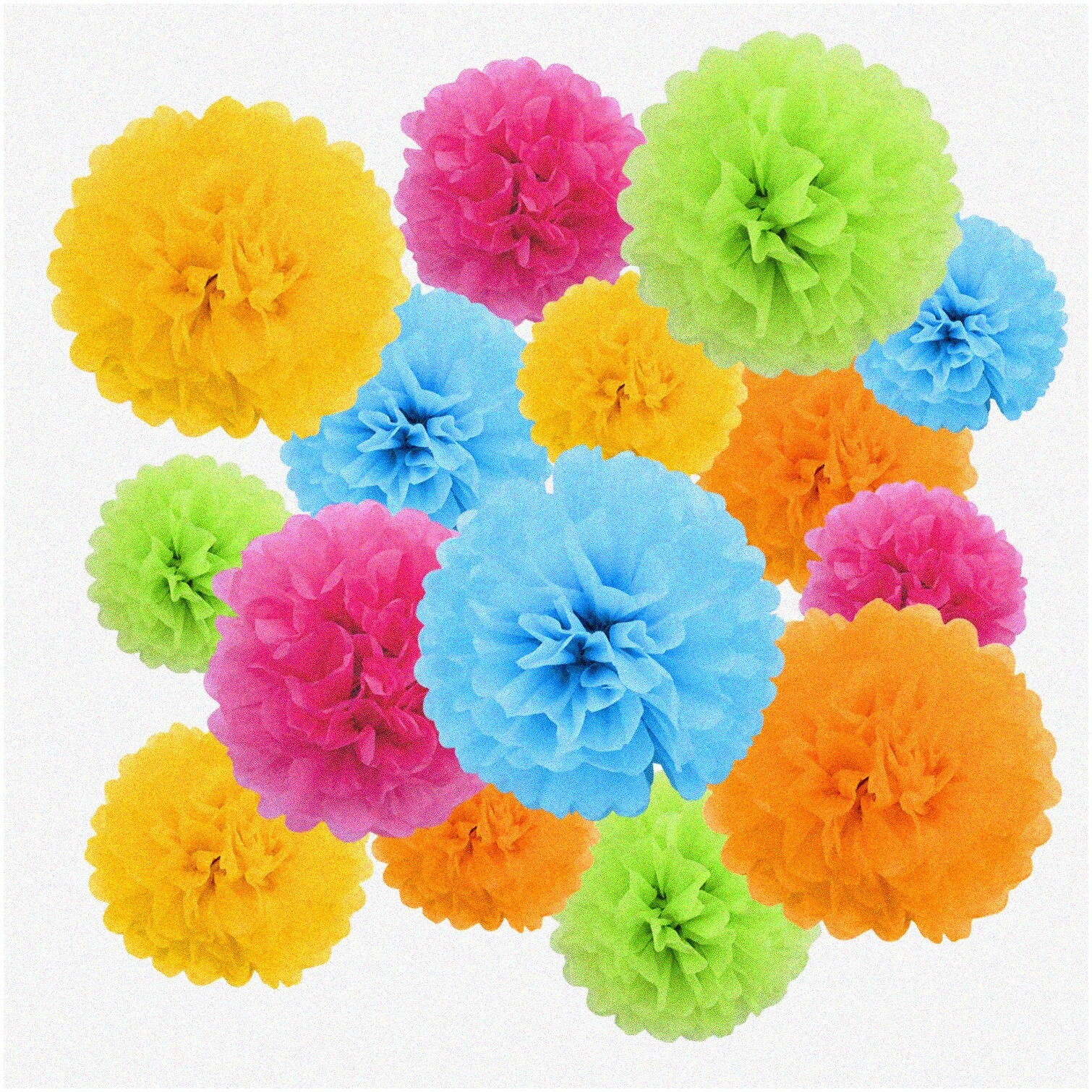 Vibrant Tissue Paper Pom Poms 15 Pack