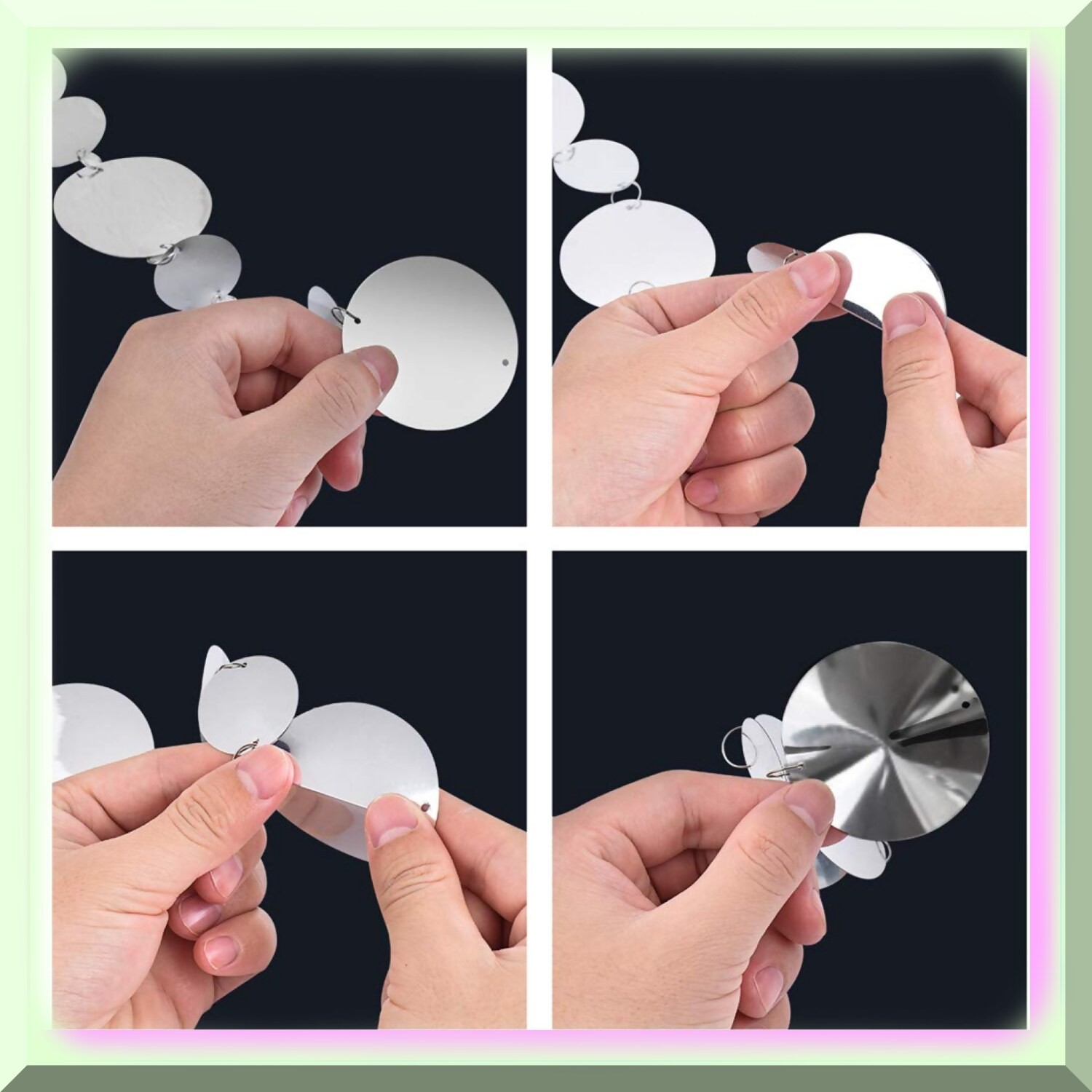 Silver Circle Garland 39ft for Outdoor Party Decorations