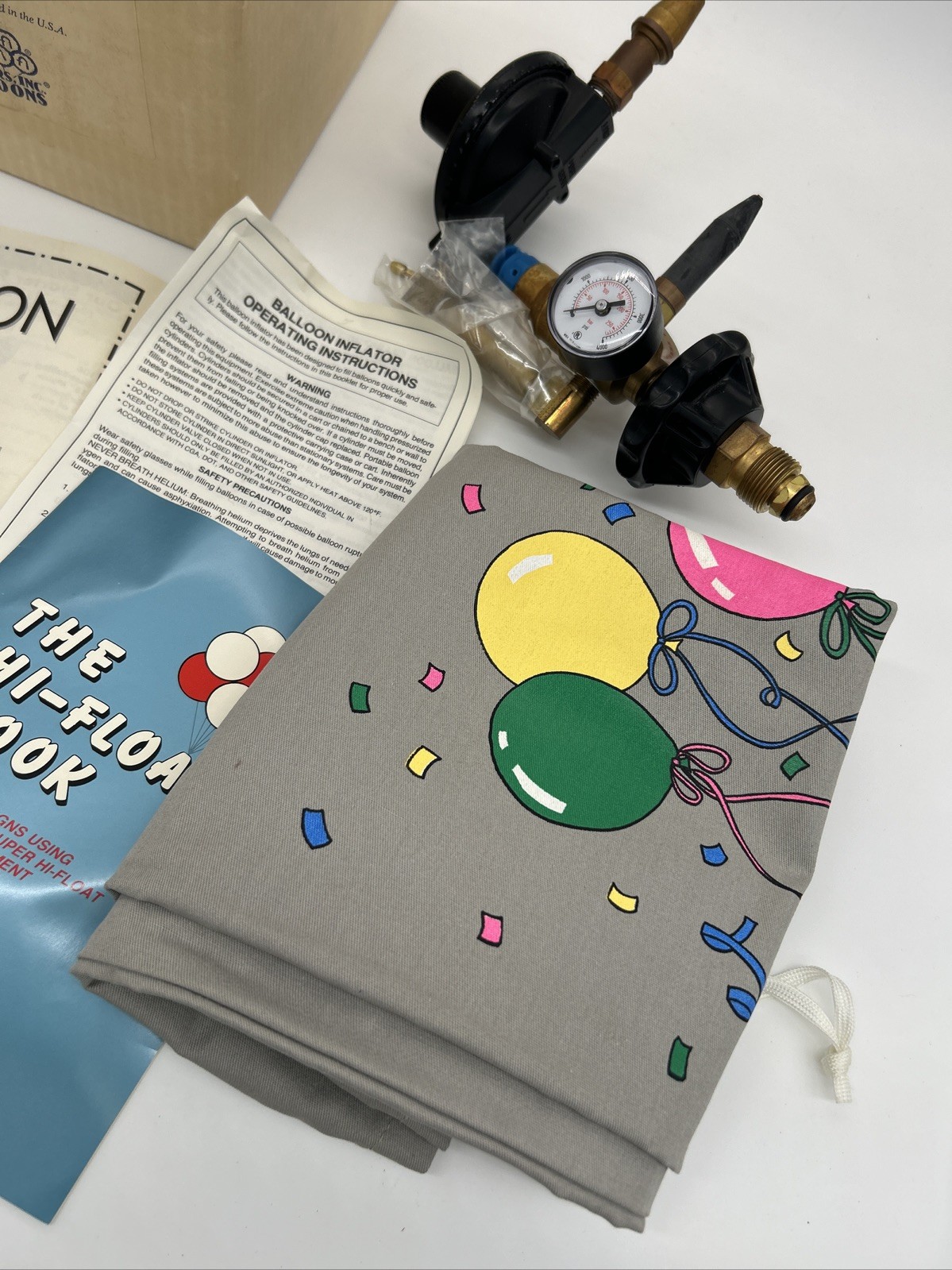 Flower Inc. Balloon Helium Balloon Inflator FIB-3630 Kit W/Guides & Tank Cover