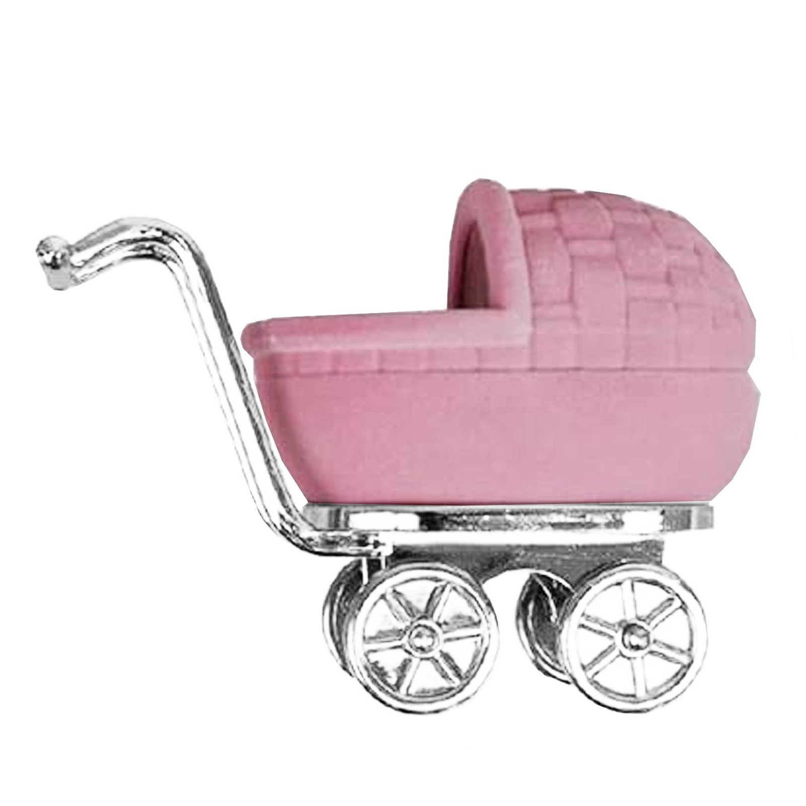 Christening Baptism Baby Pram Keepsake with Rosary Beads – Pink