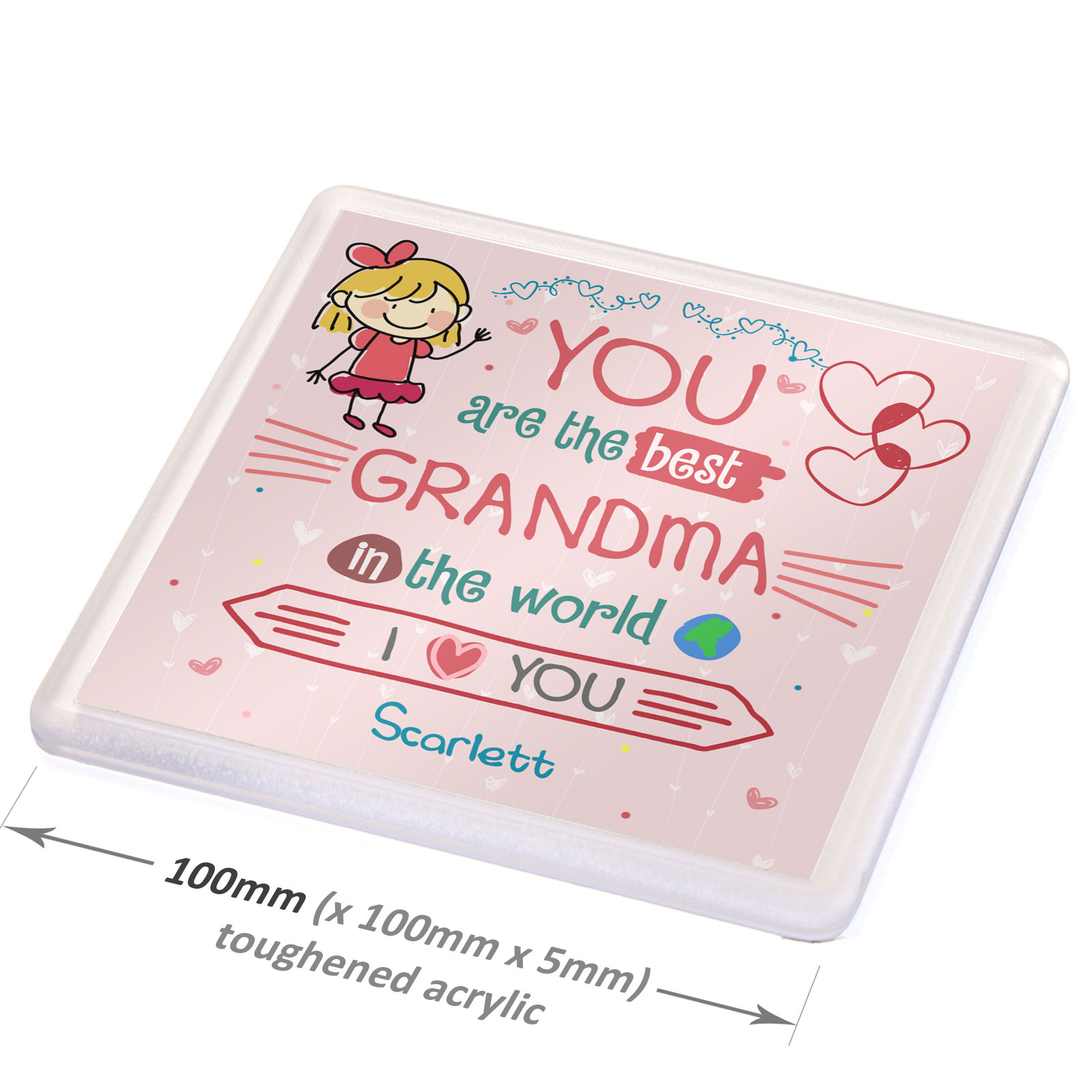 Best Grandma Personalised Gift From 1 Child Drinks Coaster Birthday Xmas