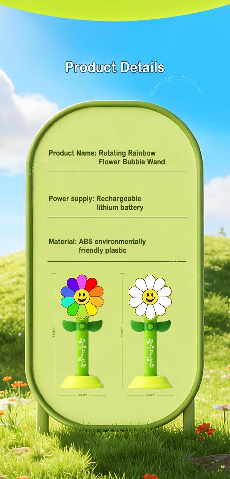 Smile Pinwheel Bubble Wand Automatic Blower LED Light-up Kids Outdoor Part