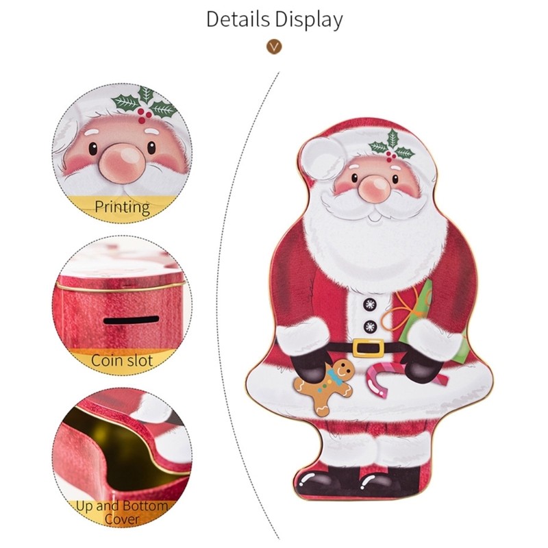 Durable Tin Candy Container Box Feature Santa Designs For Christmas Gatherings