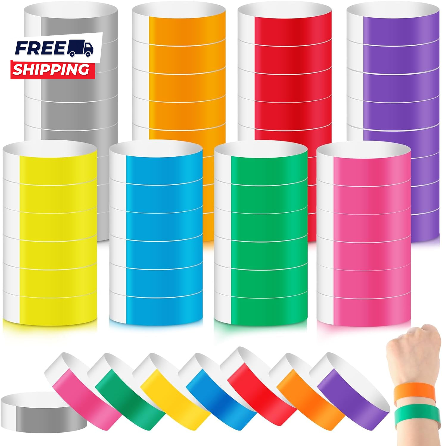 800 Pcs Paper Wristbands for Events Mixed Colored Waterproof Wrist Bands