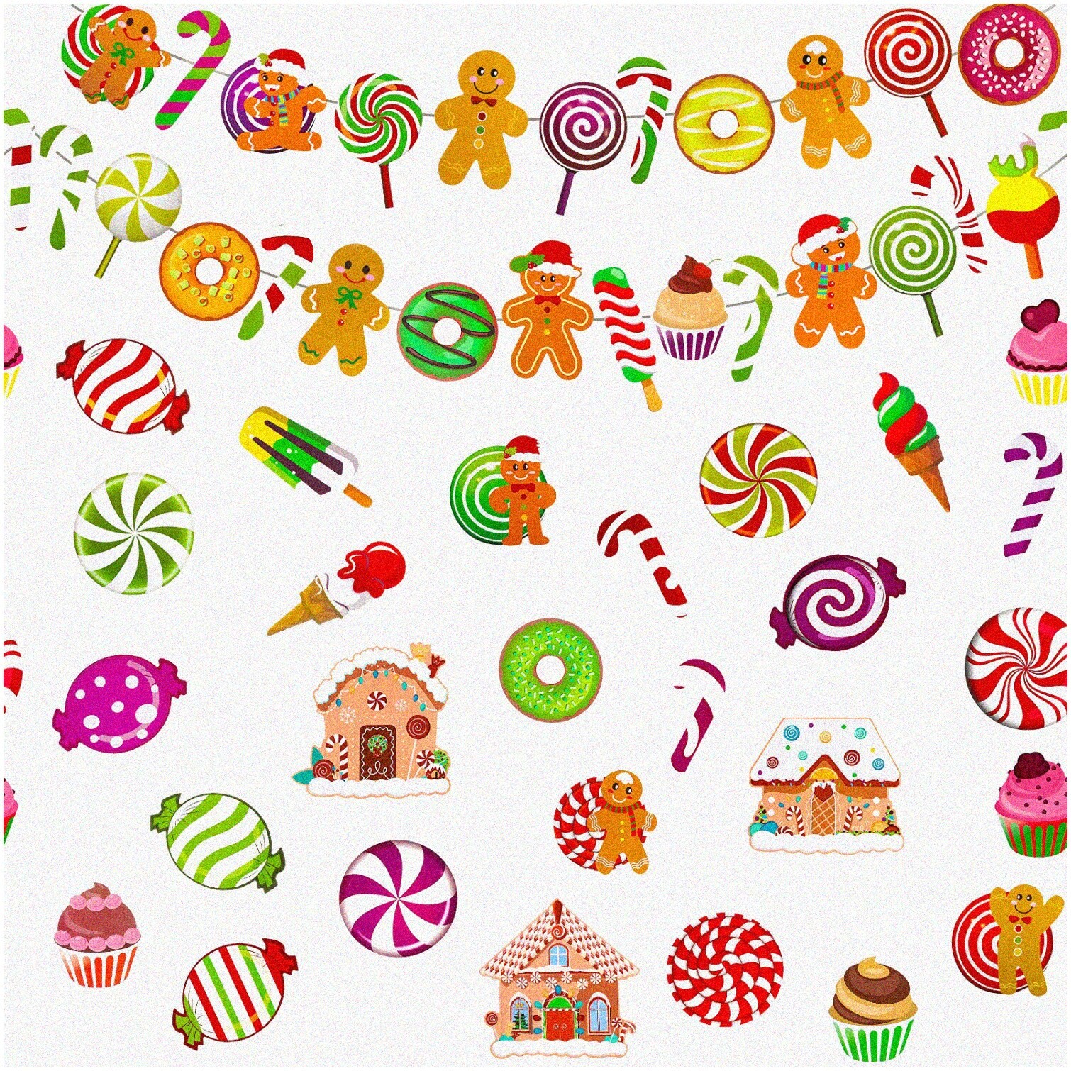 Gingerbread Cutouts and Candy Decorations Set