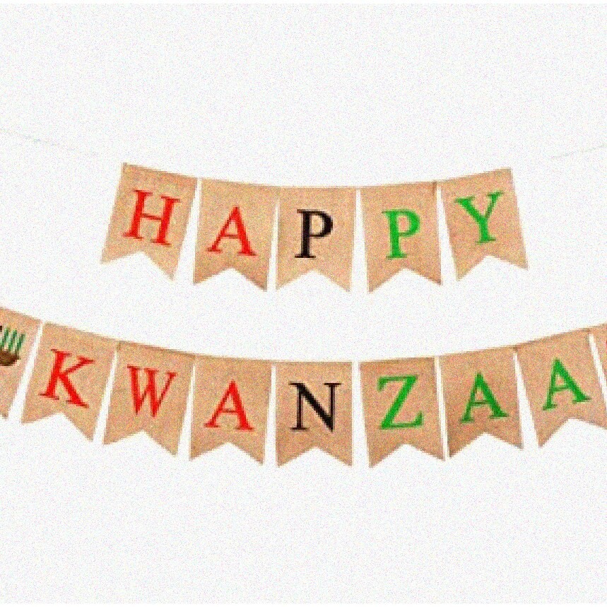 Kwanzaa Celebration Banner Burlap Reusable Indoor Outdoor