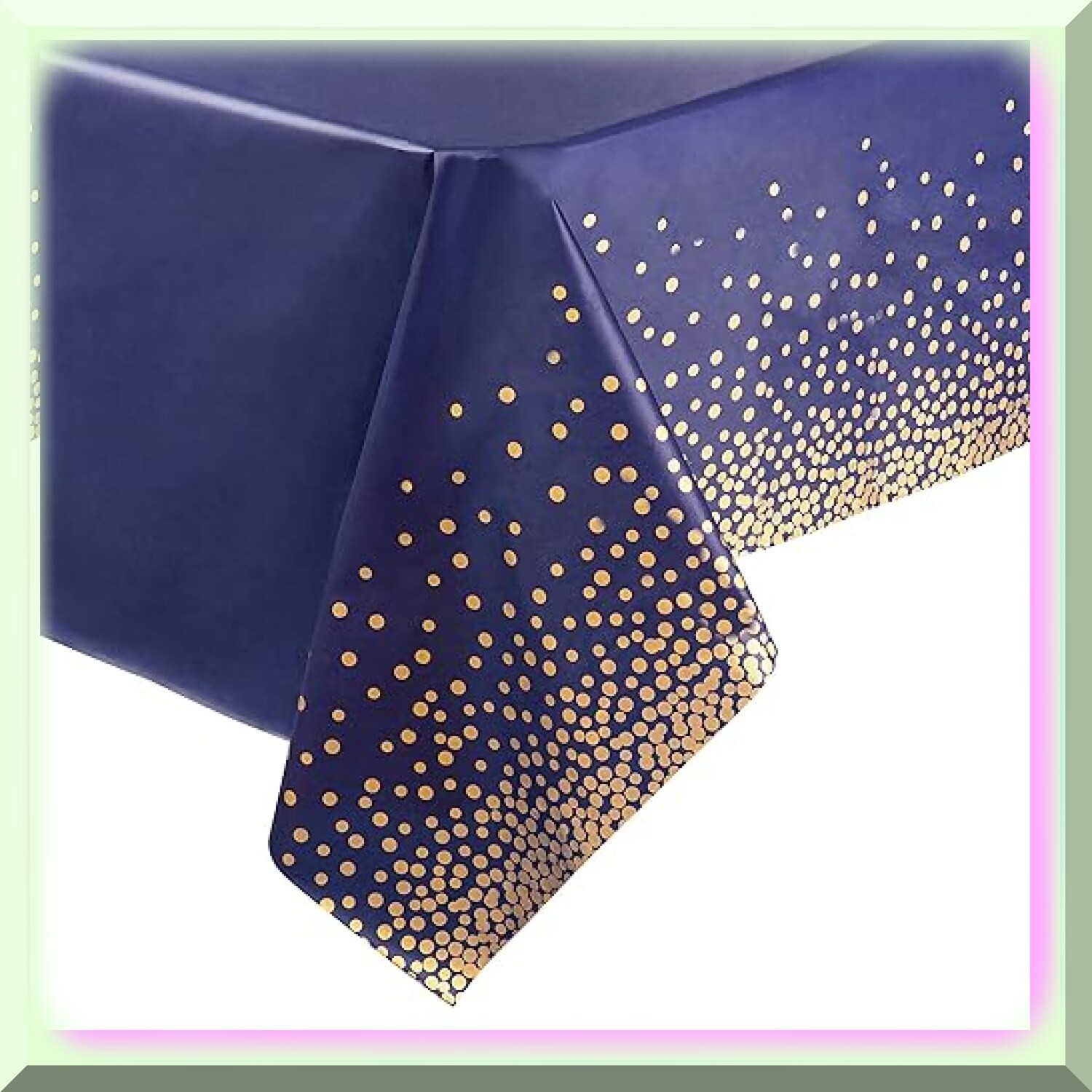 Navy and Gold Disposable Rectangle Tablecloth Set