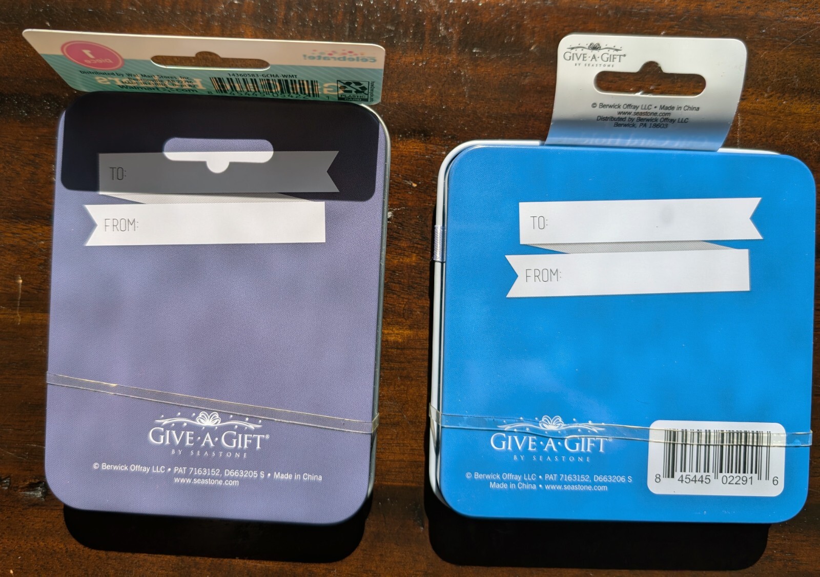Set of 2 OFFRAY Metal Tin All Occasion Gift Card Holders