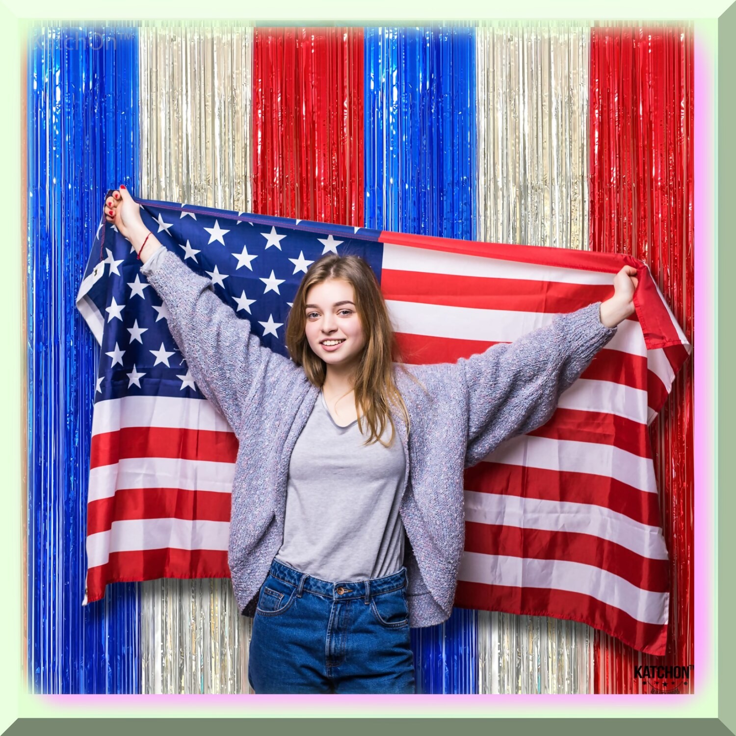 Red White Blue Streamers 8×6.4 Feet