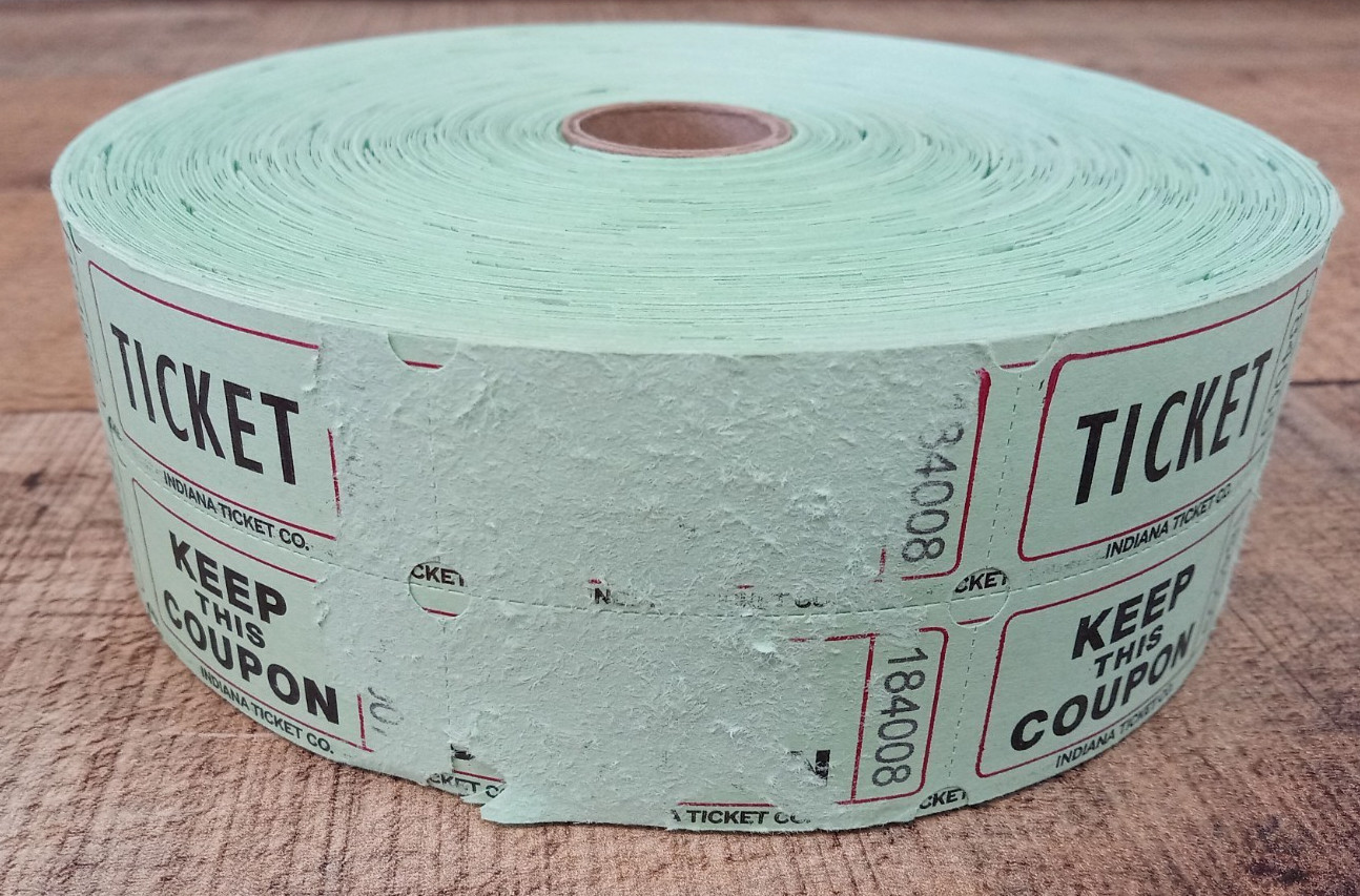 Indiana Ticket Company Raffle Ticket 2,000 Double Tickets – GREEN