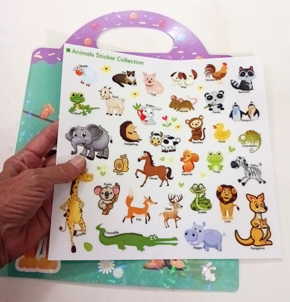 Sticker album books for Kids. re-usable waterproof Animal stickers. lot of 6