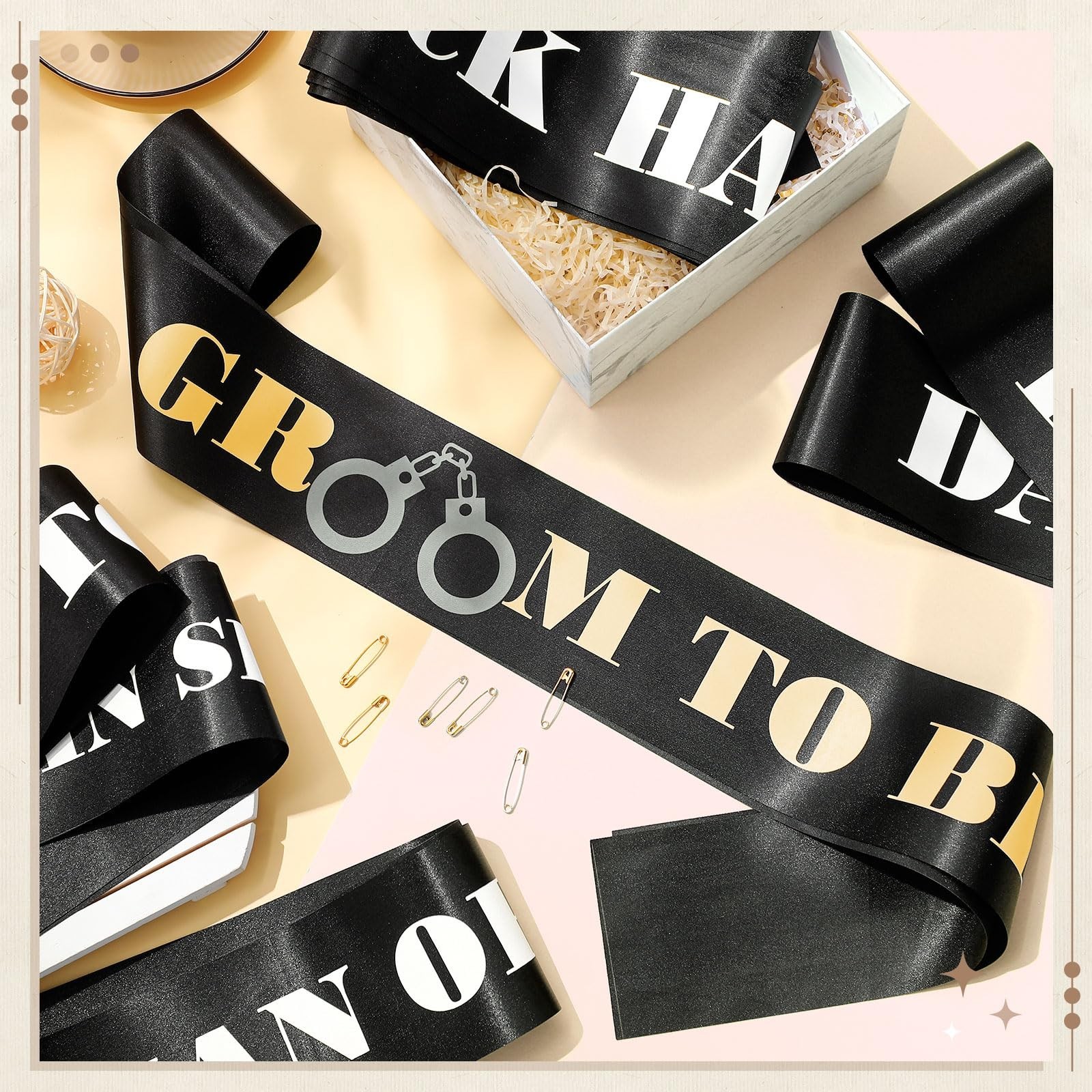 18 Pack Bachelor Party Sashes Set | Funny Stag Night Decorations & Groomsmen Gif