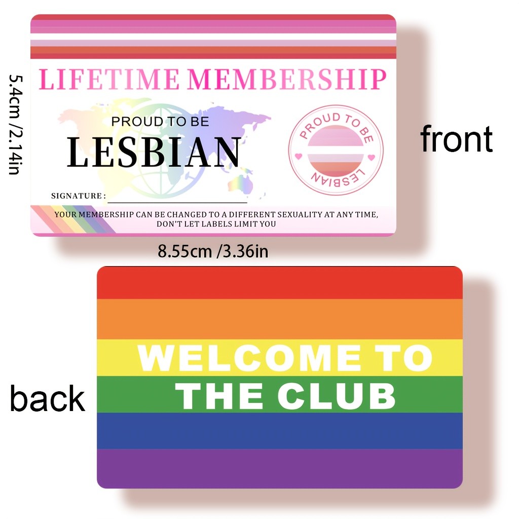 1/3pcs Lesbian Pride Lifetime Membership Card Vibrant PVC Party ID with Respect♤