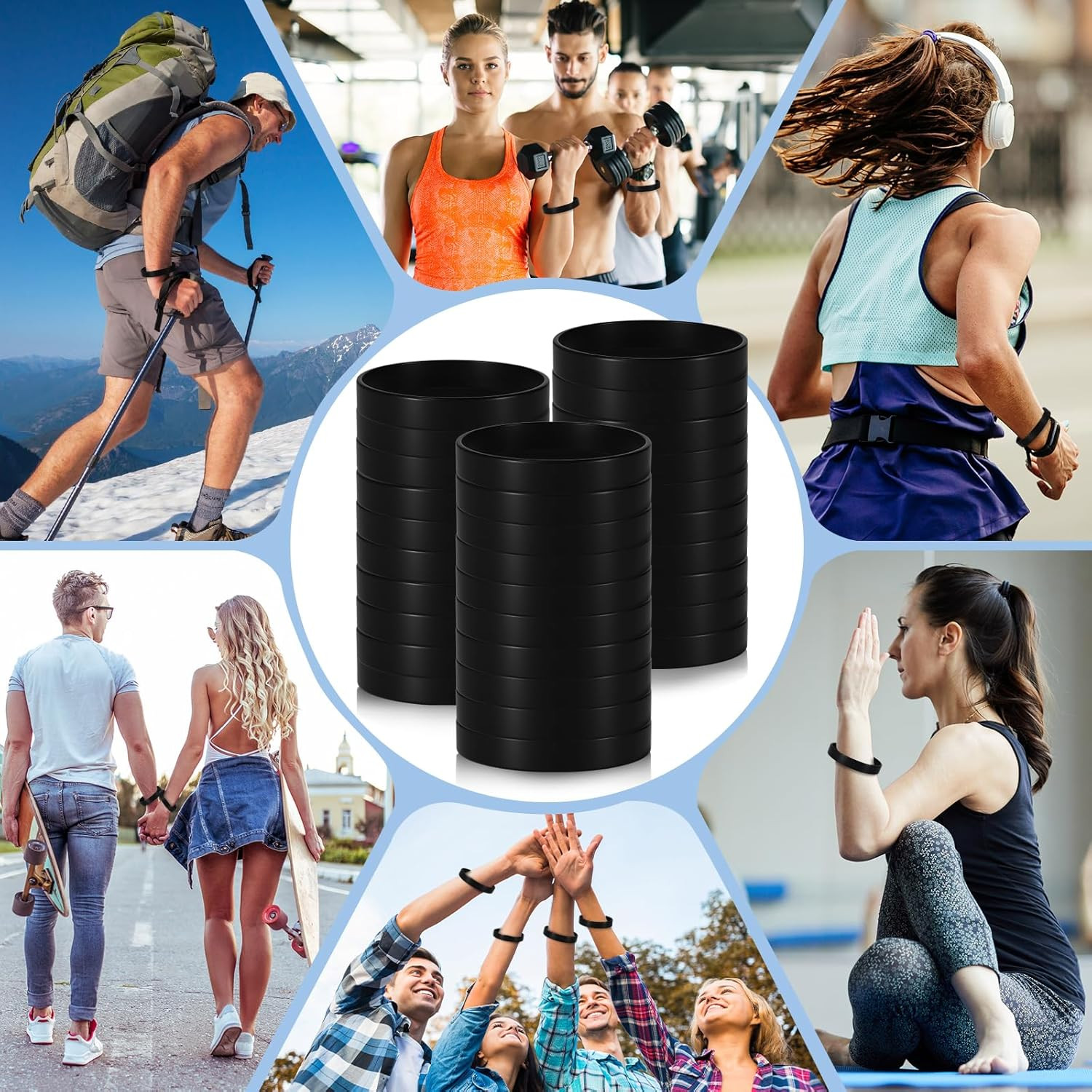 100 Pcs Plain Silicone Wristbands Bulk Blank Rubber Bracelets Unisex Party Game