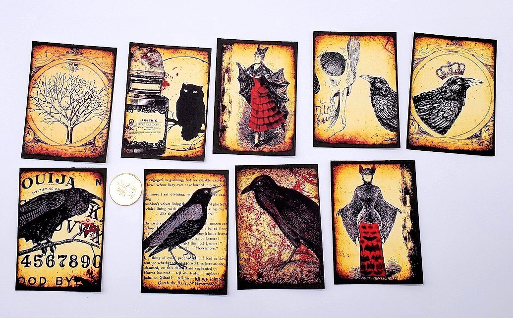 9-Halloween-Junk Journal-Ephemera-Gothic-Handmade-Linen Cardstock-Cards