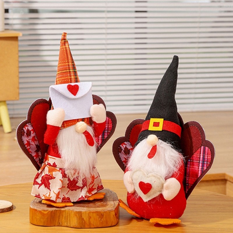 Soft Plush Turkey Figure Stuffed Toy Dwarf Desk Decoration For Mantels Bookshelf