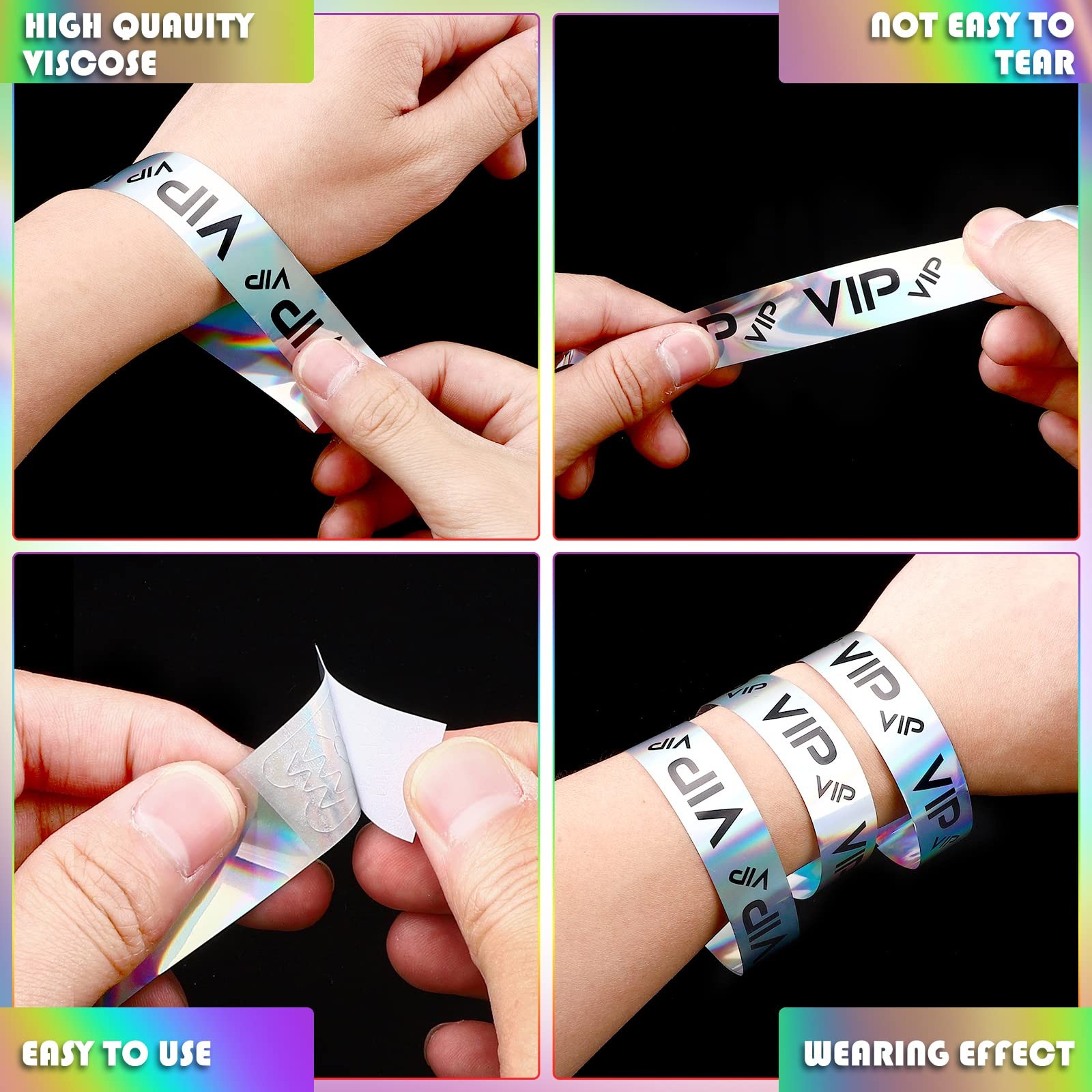 Teling 500 Pack VIP Plastic Wristbands Bracelets Party for Events VIP Custom …