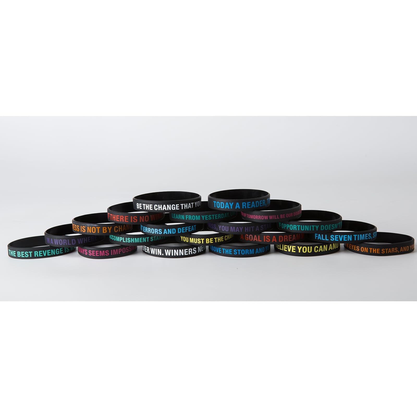 Inspirational Quote Bracelets 8 inches circumference, 0.5 width, Black