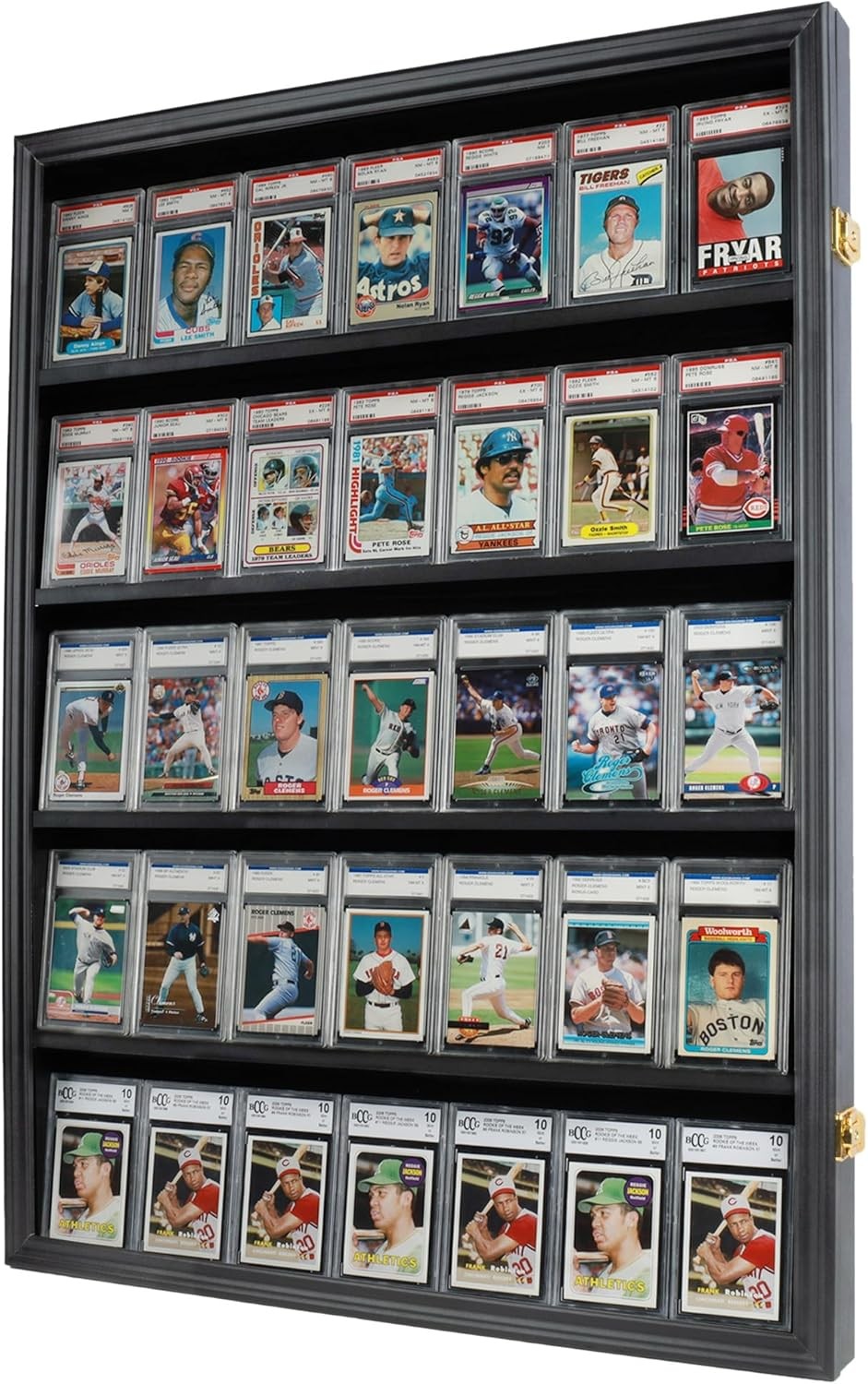 Lockable 35 Graded Sports Card Display Case, for Football, Baseball, Basketball