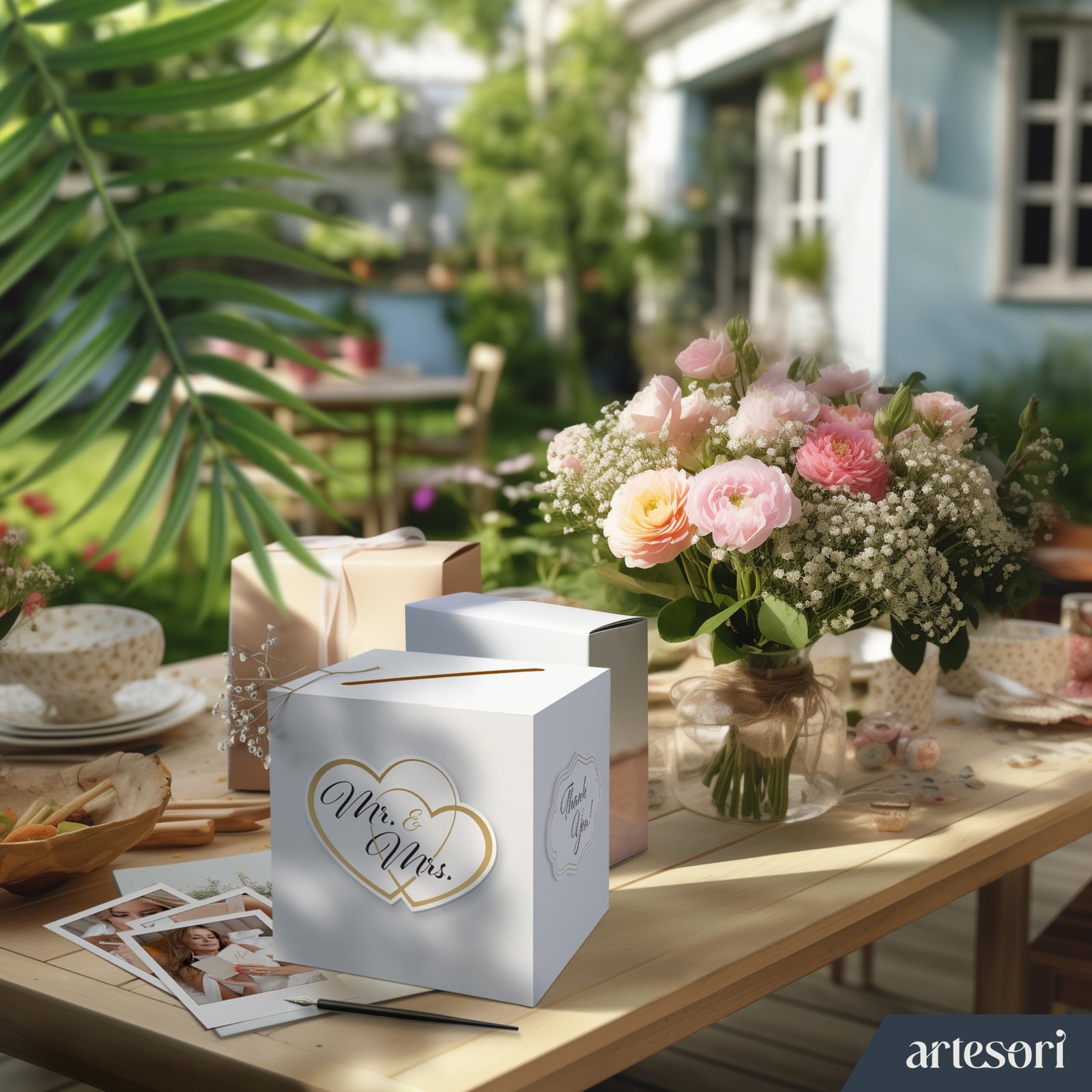 ARTESORI Gift Card Box for Party — White 1 Count (Pack of 1),