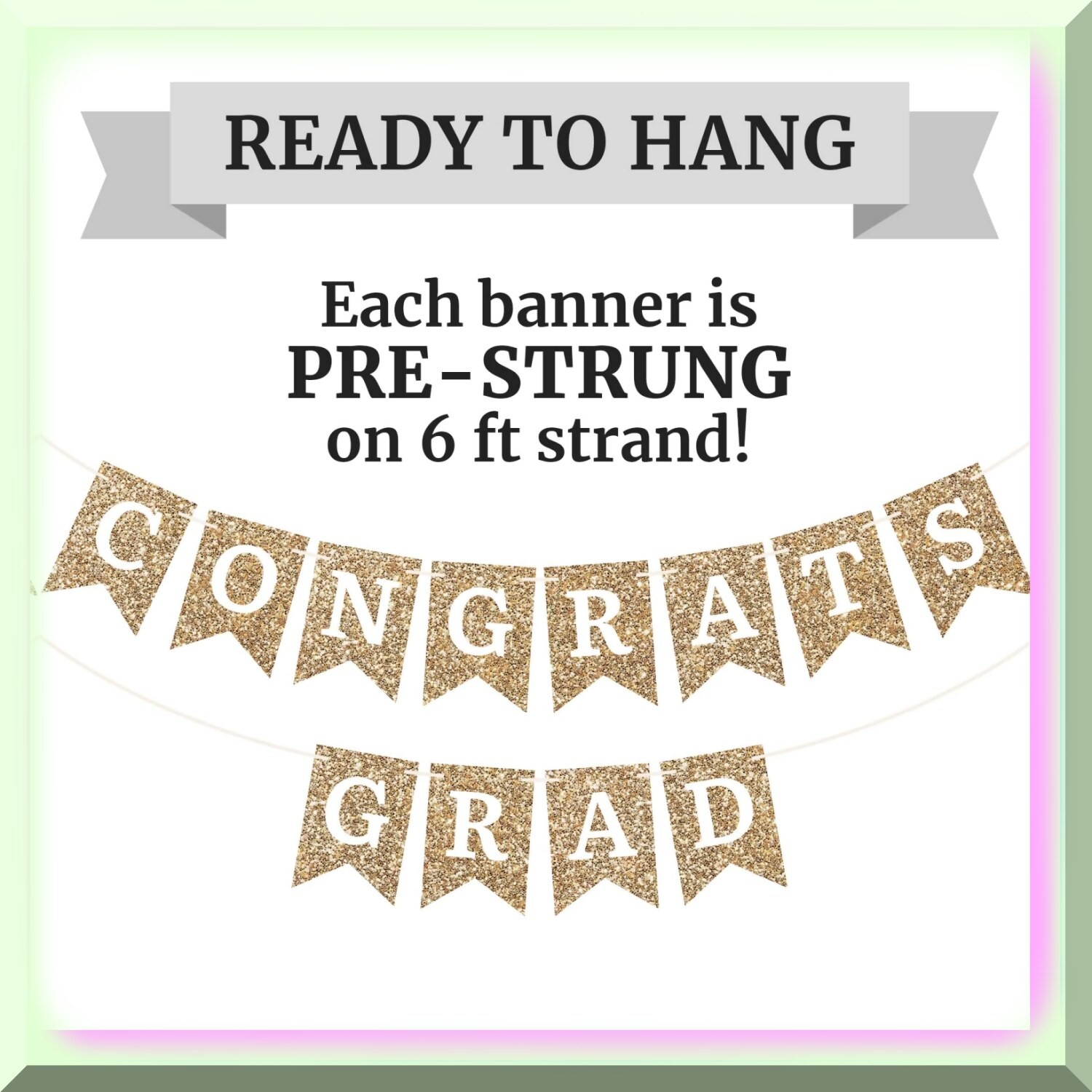 Graduation Celebration Banner with Glitter Garland